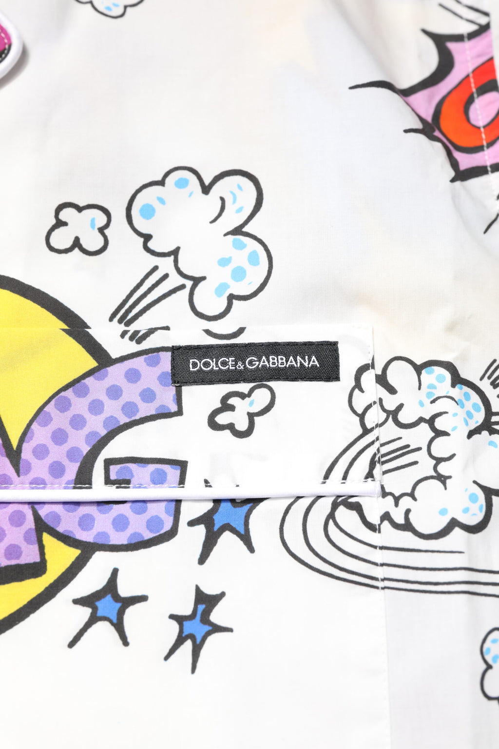 Weißes Pyjama-Set aus Baumwolle mit Cartoon-Print für Herren