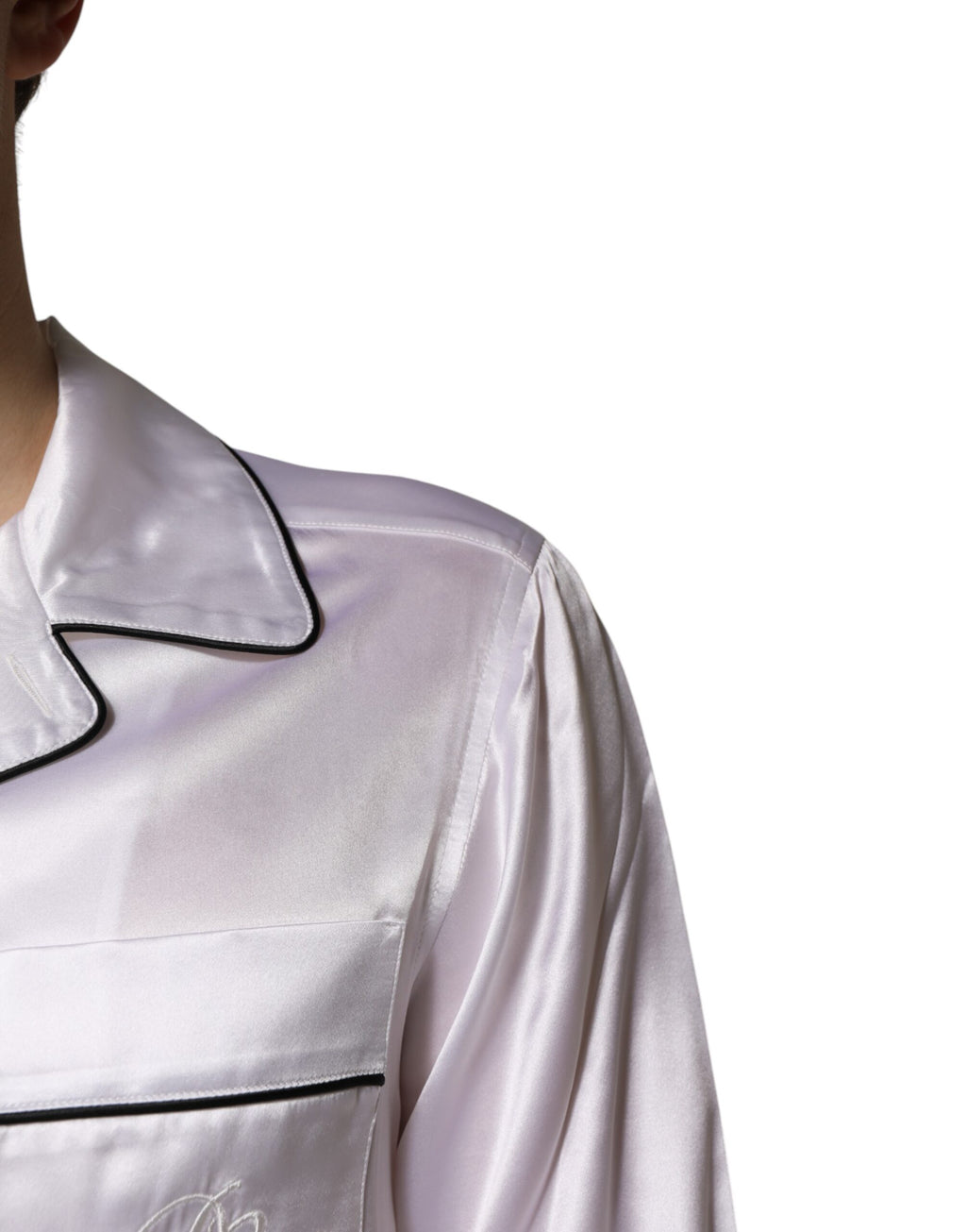 Weißes Satin-Seiden-Pyjama-Set für Herren, Nachtwäsche