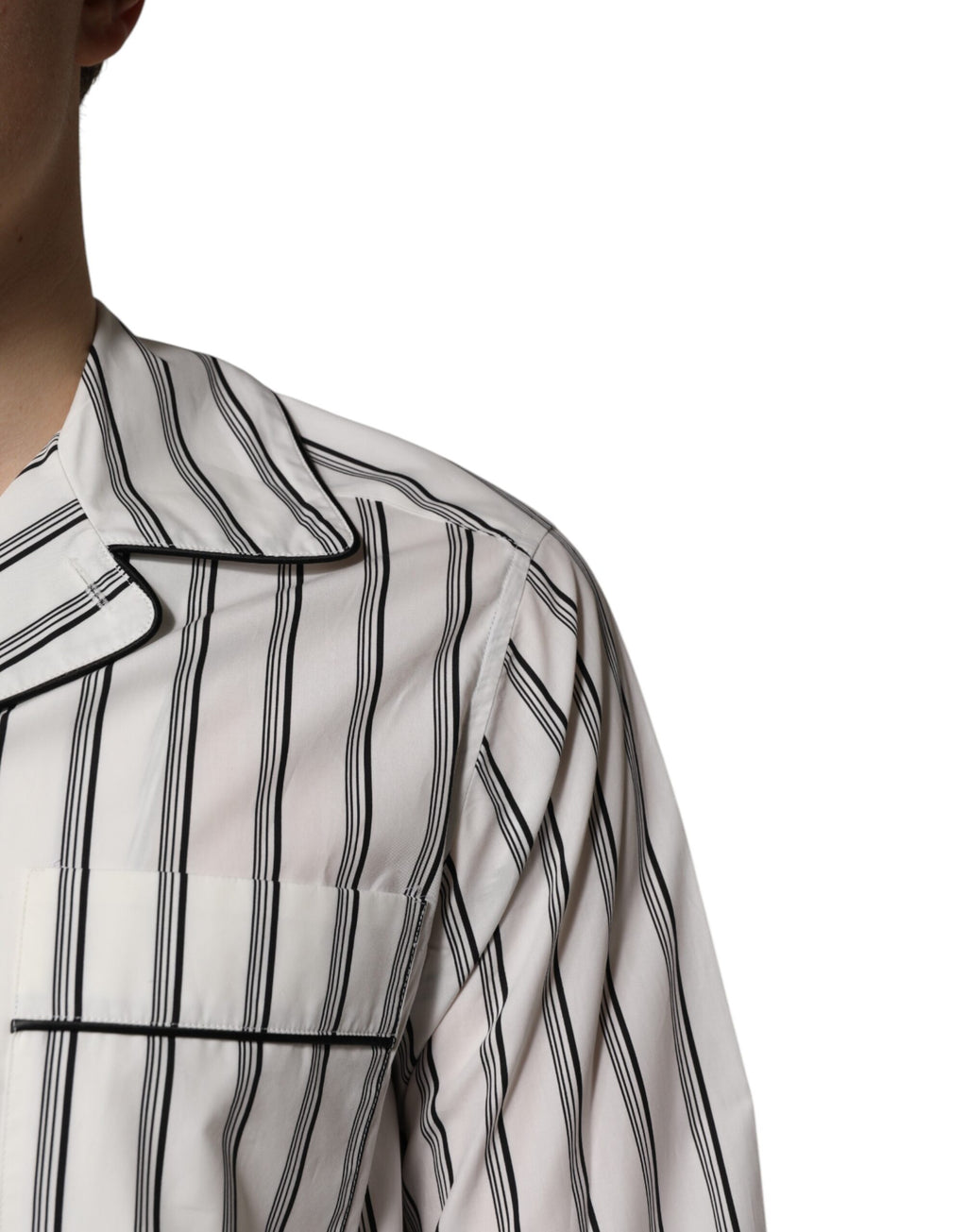 Weiß Schwarz Streifen Baumwolle Männer Pyjama Set Nachtwäsche