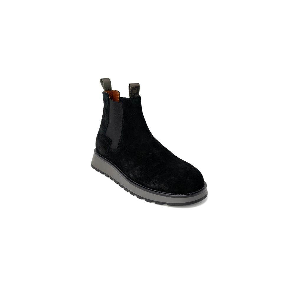 Schwarzer Wildlederstiefel