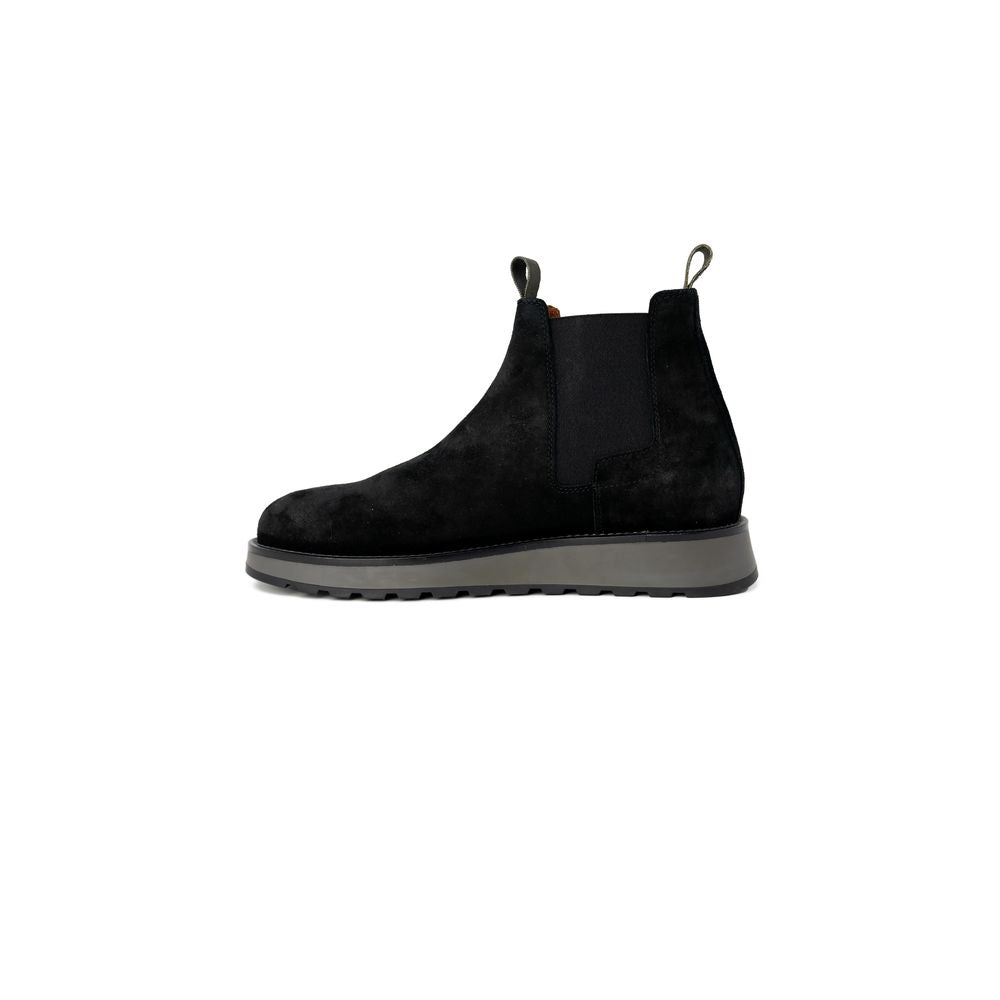Schwarzer Wildlederstiefel