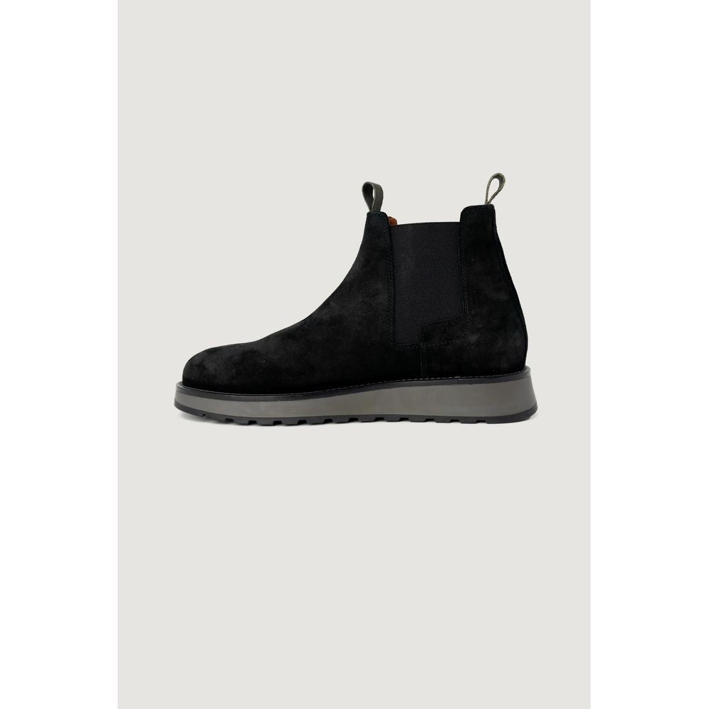 Schwarzer Wildlederstiefel