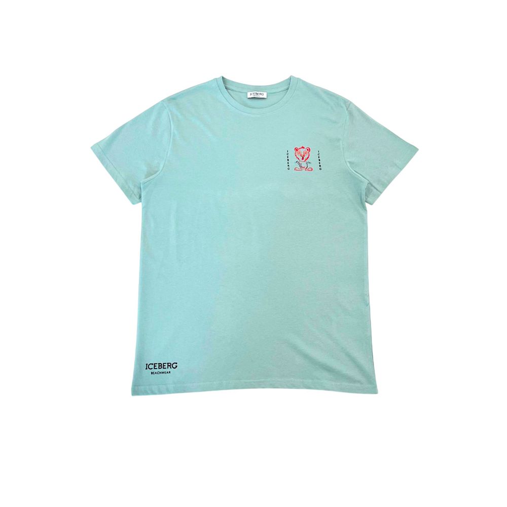 Light Blue Cotton Men T-Shirt