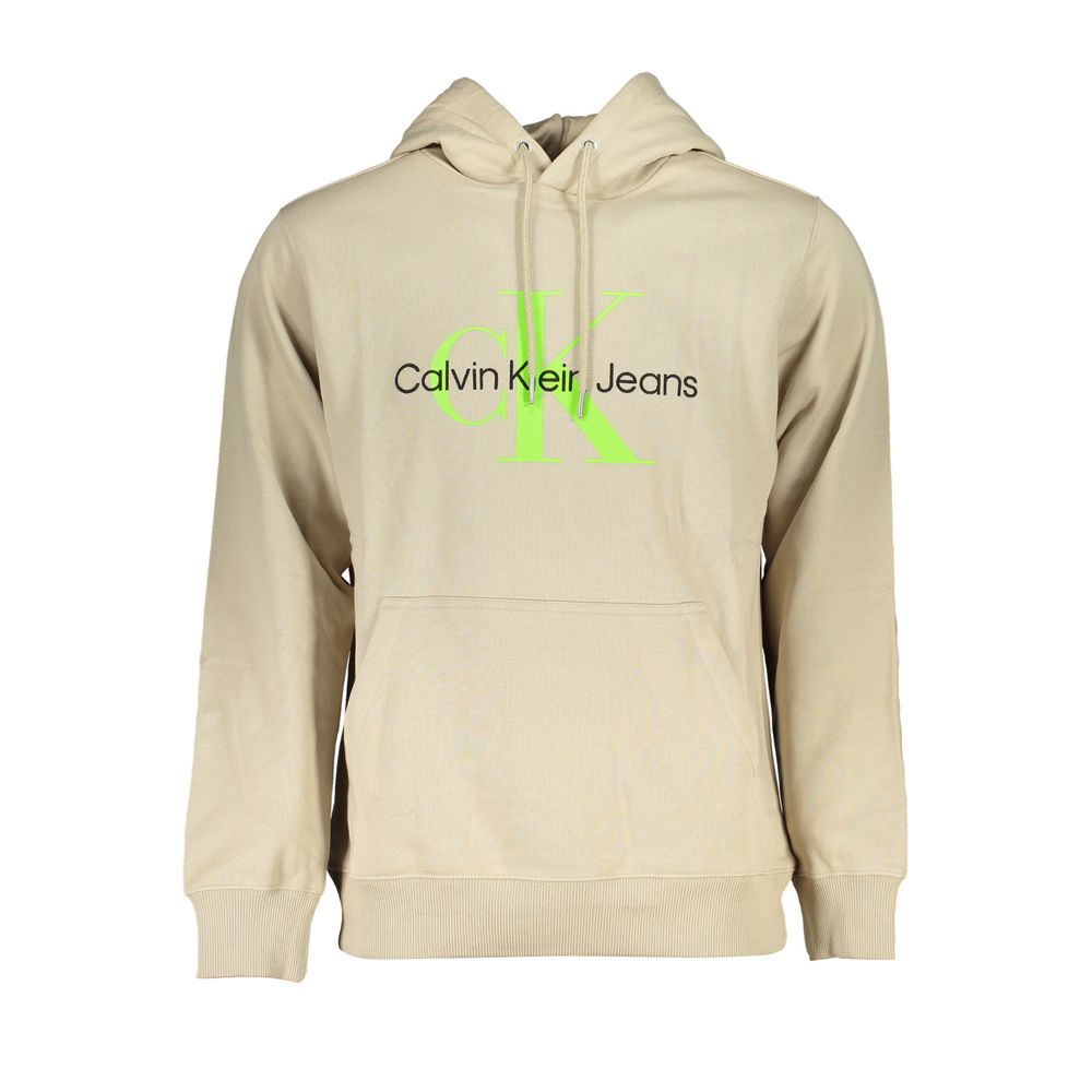 Beiges Baumwoll-Sweatshirt mit Kapuze