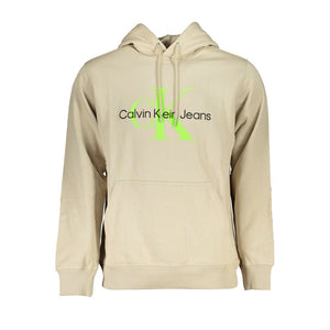 Beiges Baumwoll-Sweatshirt mit Kapuze