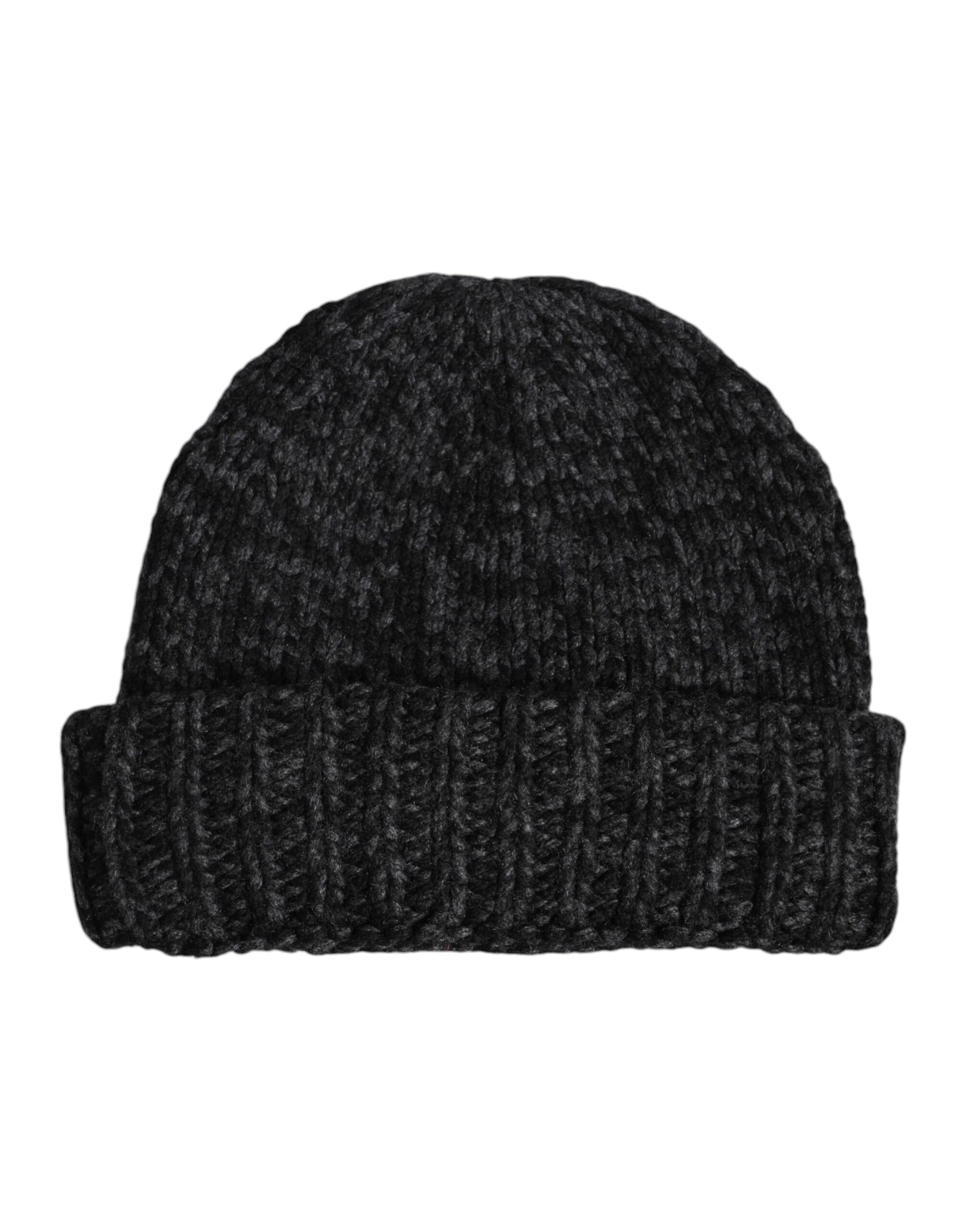 Graue Kaschmir-Strickmütze für den Winter