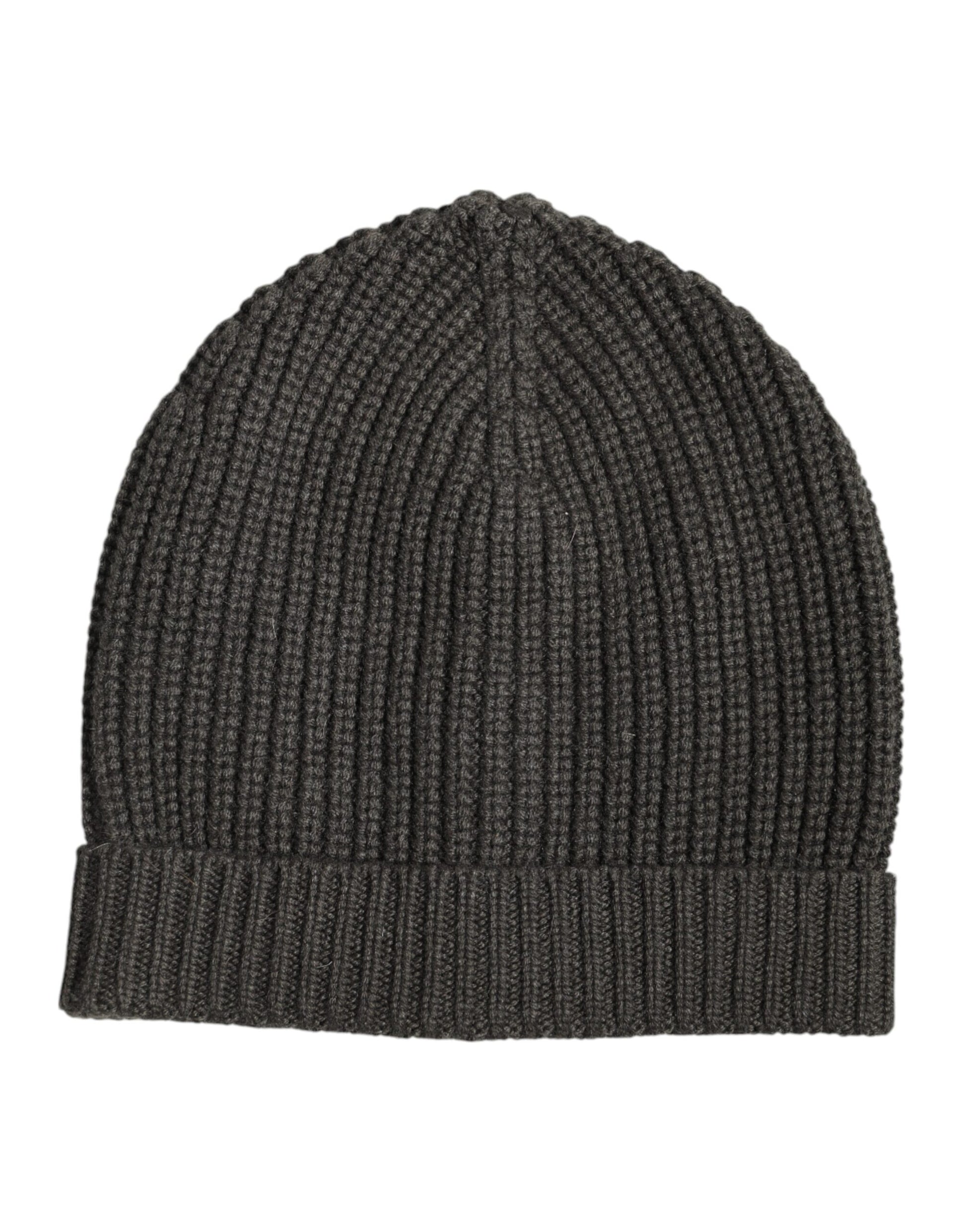 Dunkelgraue Wintermütze aus Kaschmirstrick