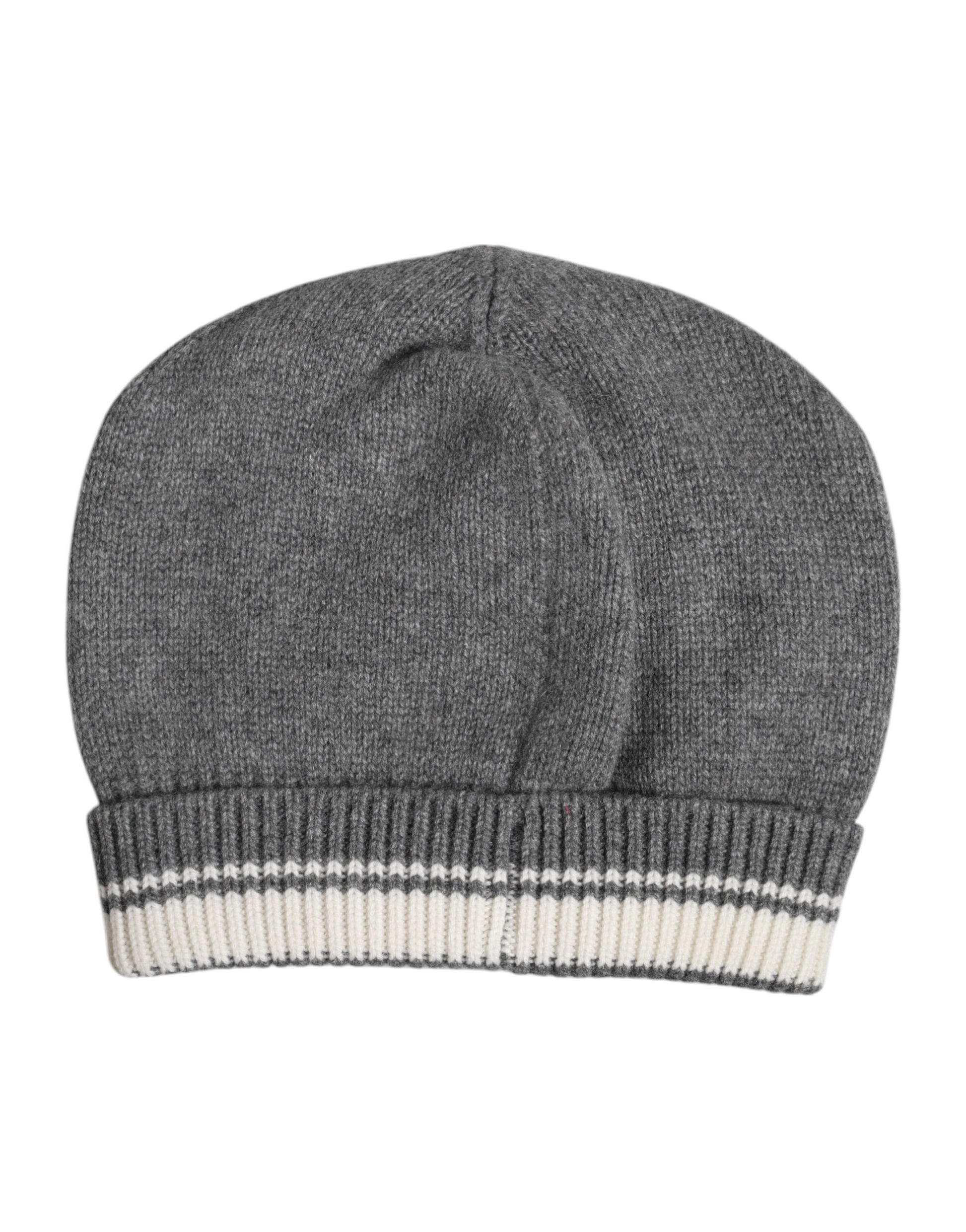 Graue Kaschmir-Strickmütze für den Winter