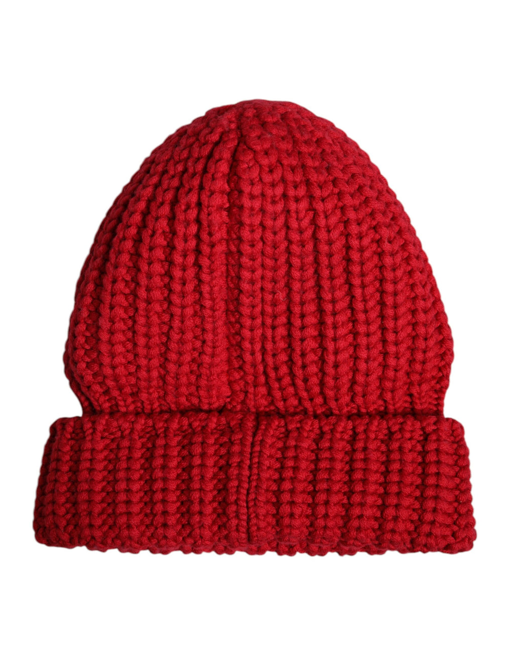 Rote Wintermütze aus gestrickter Wolle