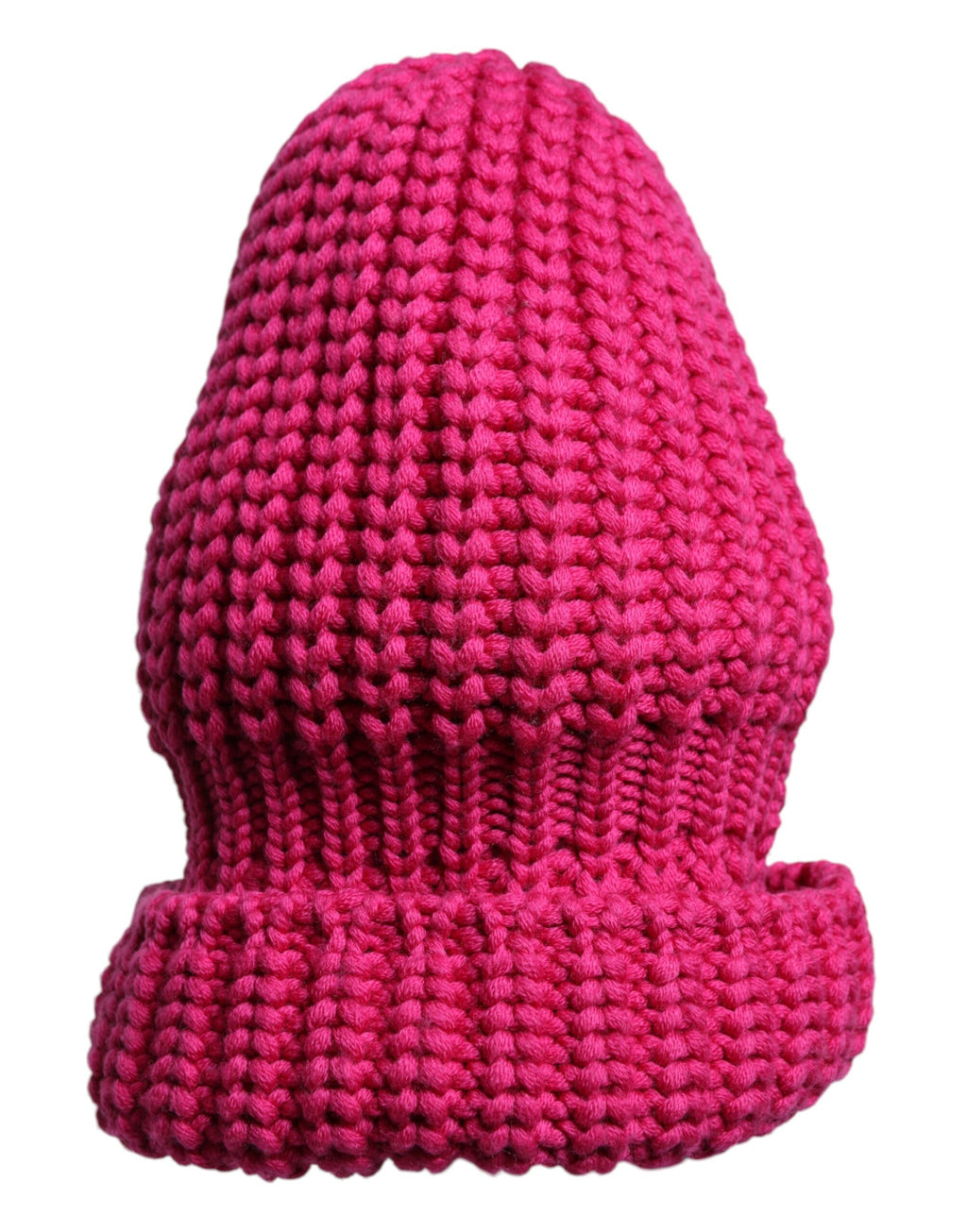 Rosa Wintermütze aus gestrickter Wolle