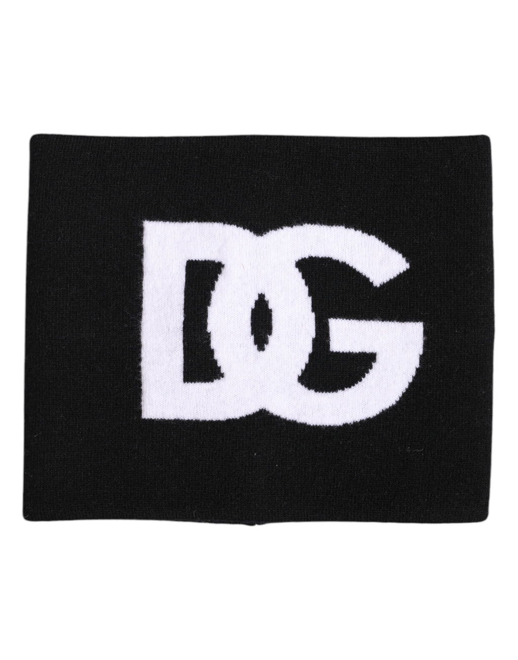 Schwarz-weißer gestrickter Halswärmerschal mit Logo-Print