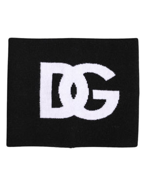 Schwarz-weißer gestrickter Halswärmerschal mit Logo-Print