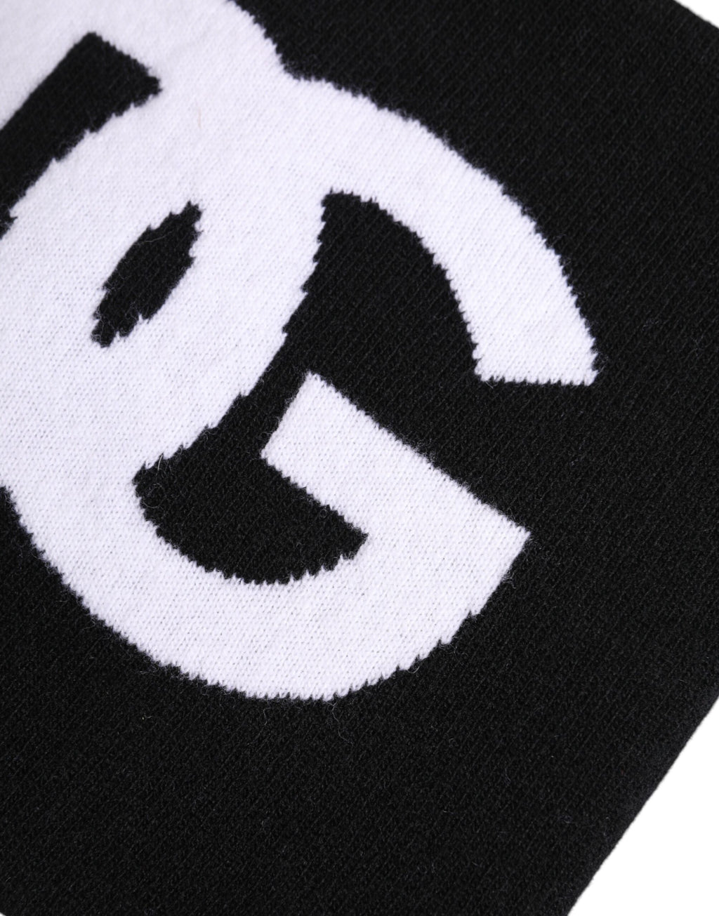 Schwarz-weißer gestrickter Halswärmerschal mit Logo-Print