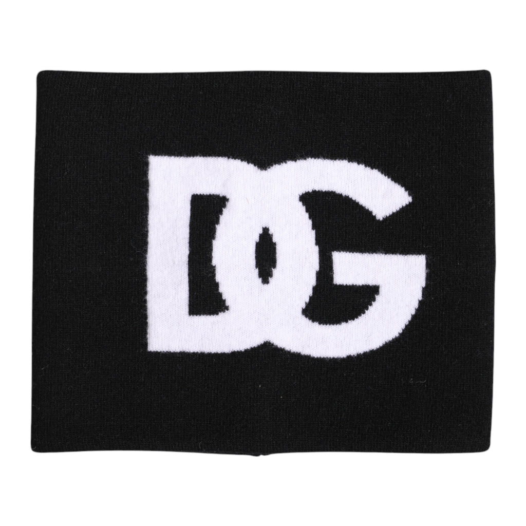 Schwarz-weißer gestrickter Halswärmerschal mit Logo-Print