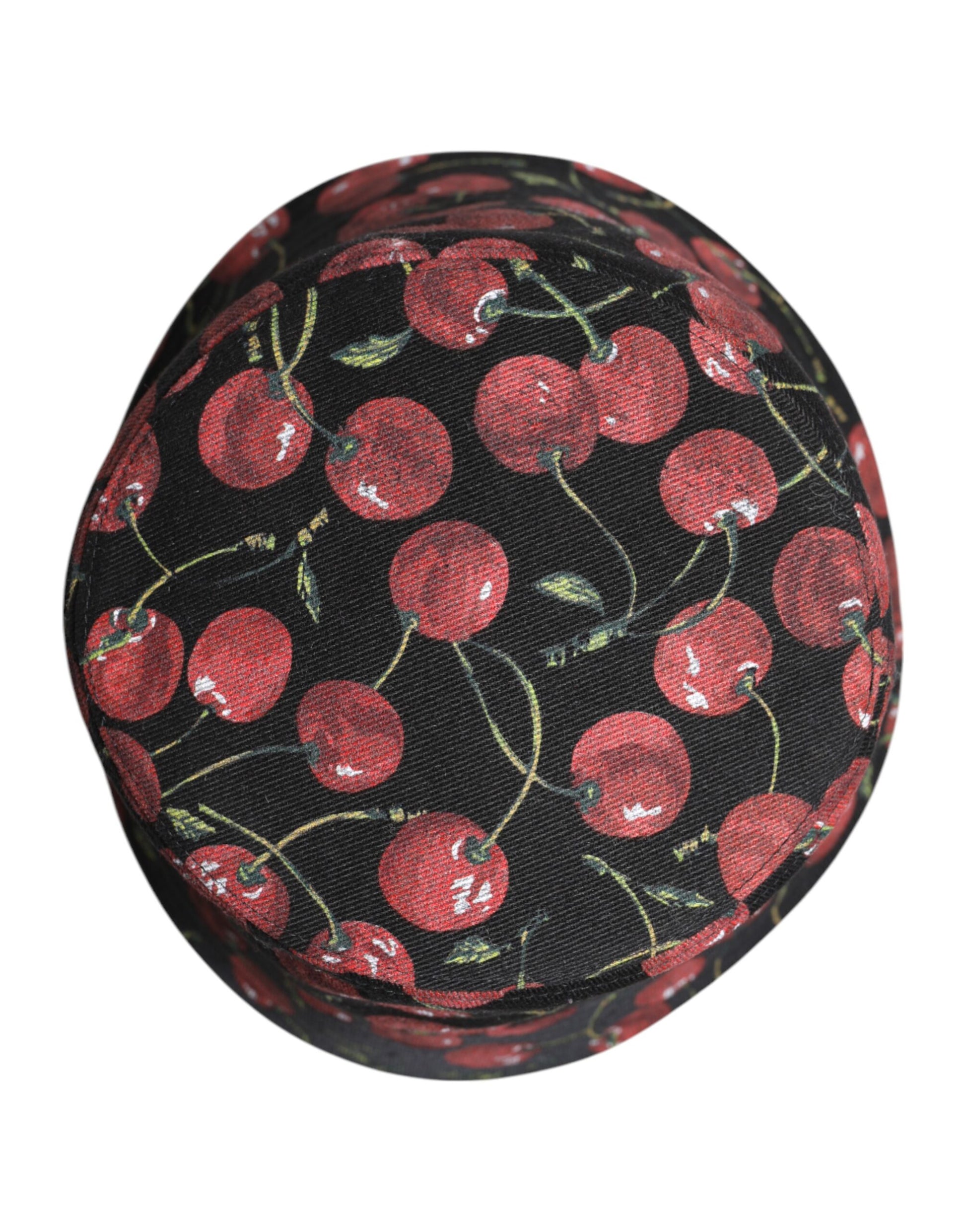 Schwarzer Fischerhut aus Baumwolle mit breiter Krempe und Aufdruck