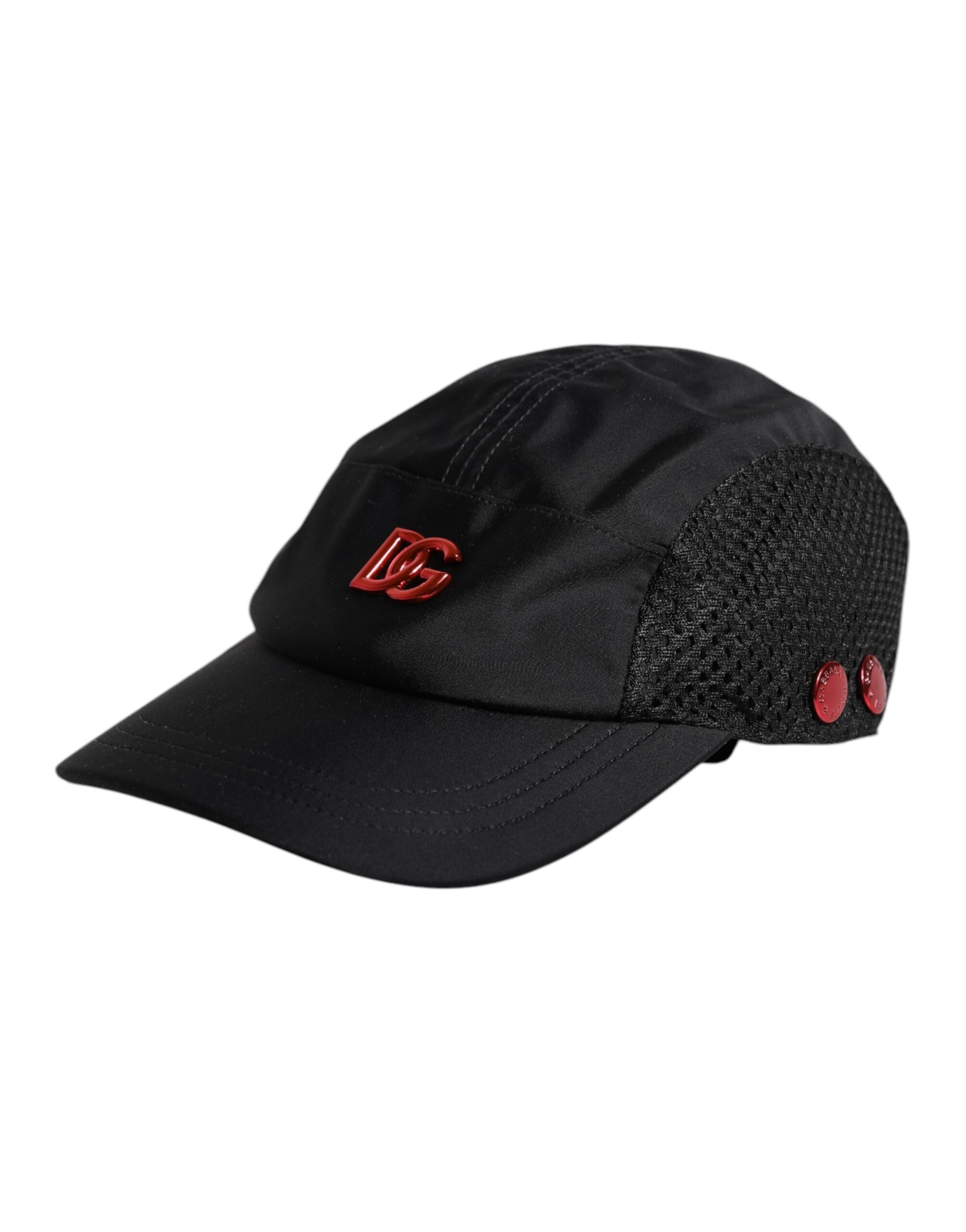 Schwarze Baseballkappe aus Nylon mit 6 Panelen und DG-Logo