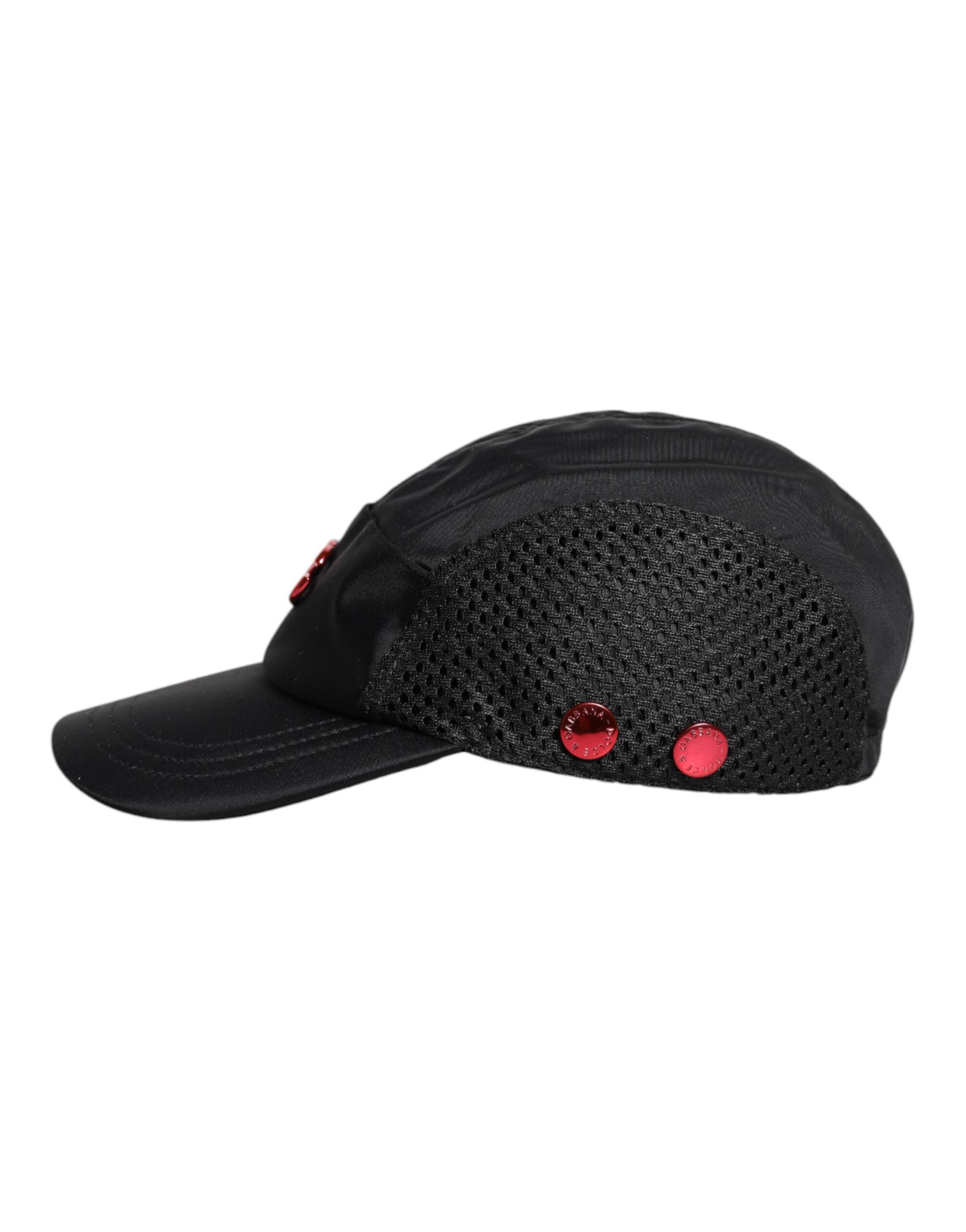 Schwarze Baseballkappe aus Nylon mit 6 Panelen und DG-Logo