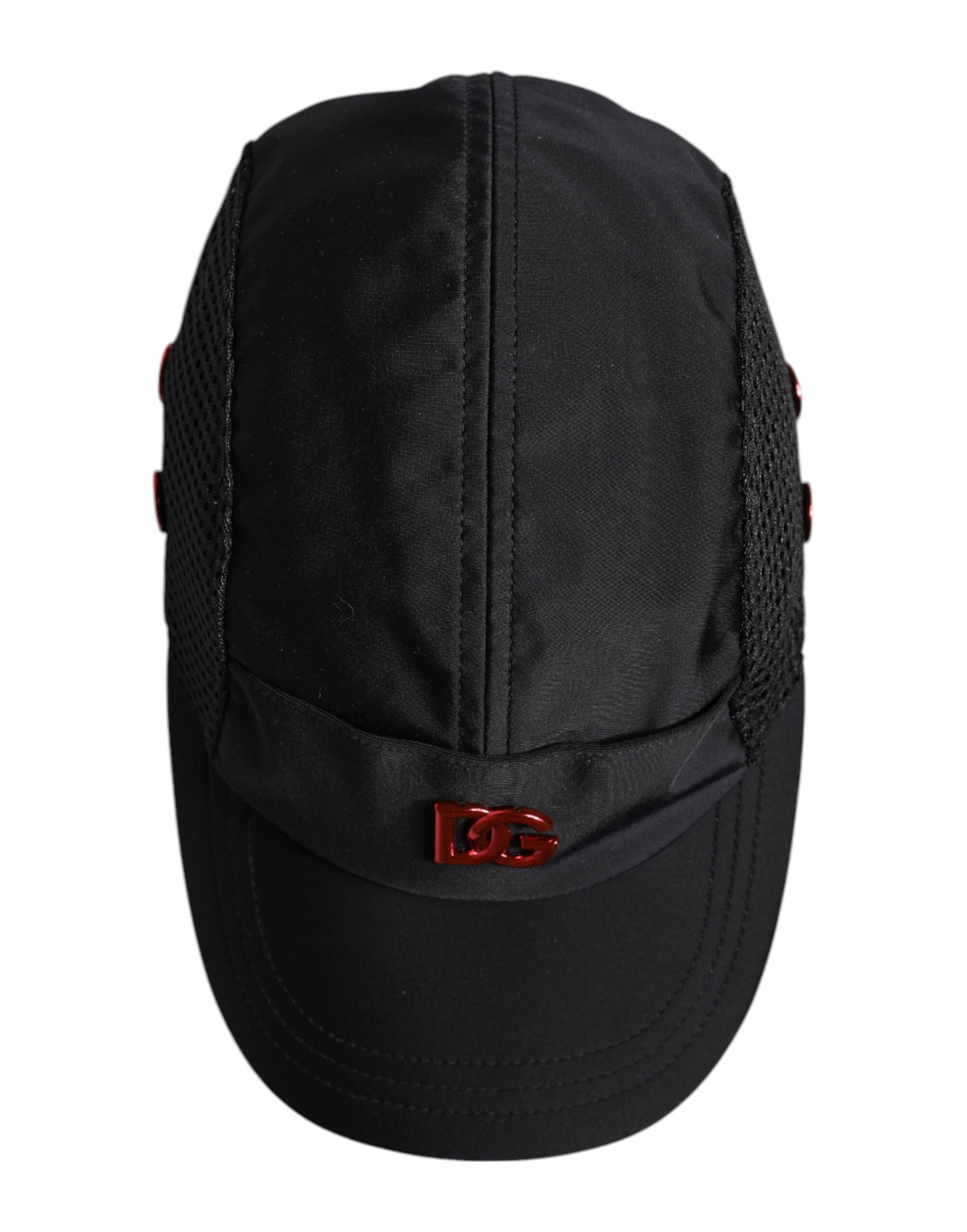 Schwarze Baseballkappe aus Nylon mit 6 Panelen und DG-Logo