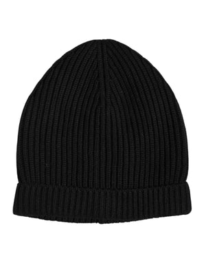 Schwarze Kaschmir-Strickmütze für den Winter
