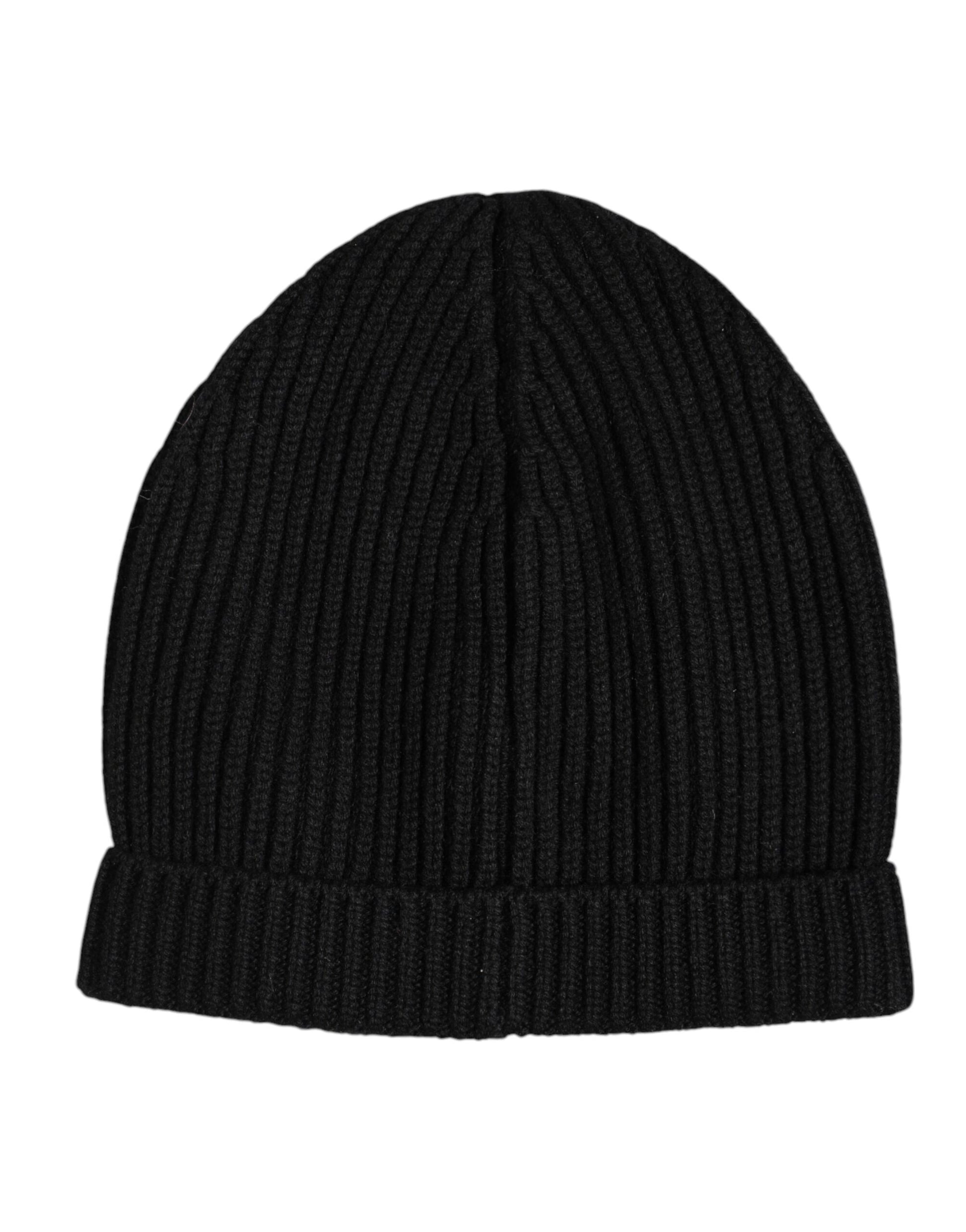 Schwarze Kaschmir-Strickmütze für den Winter