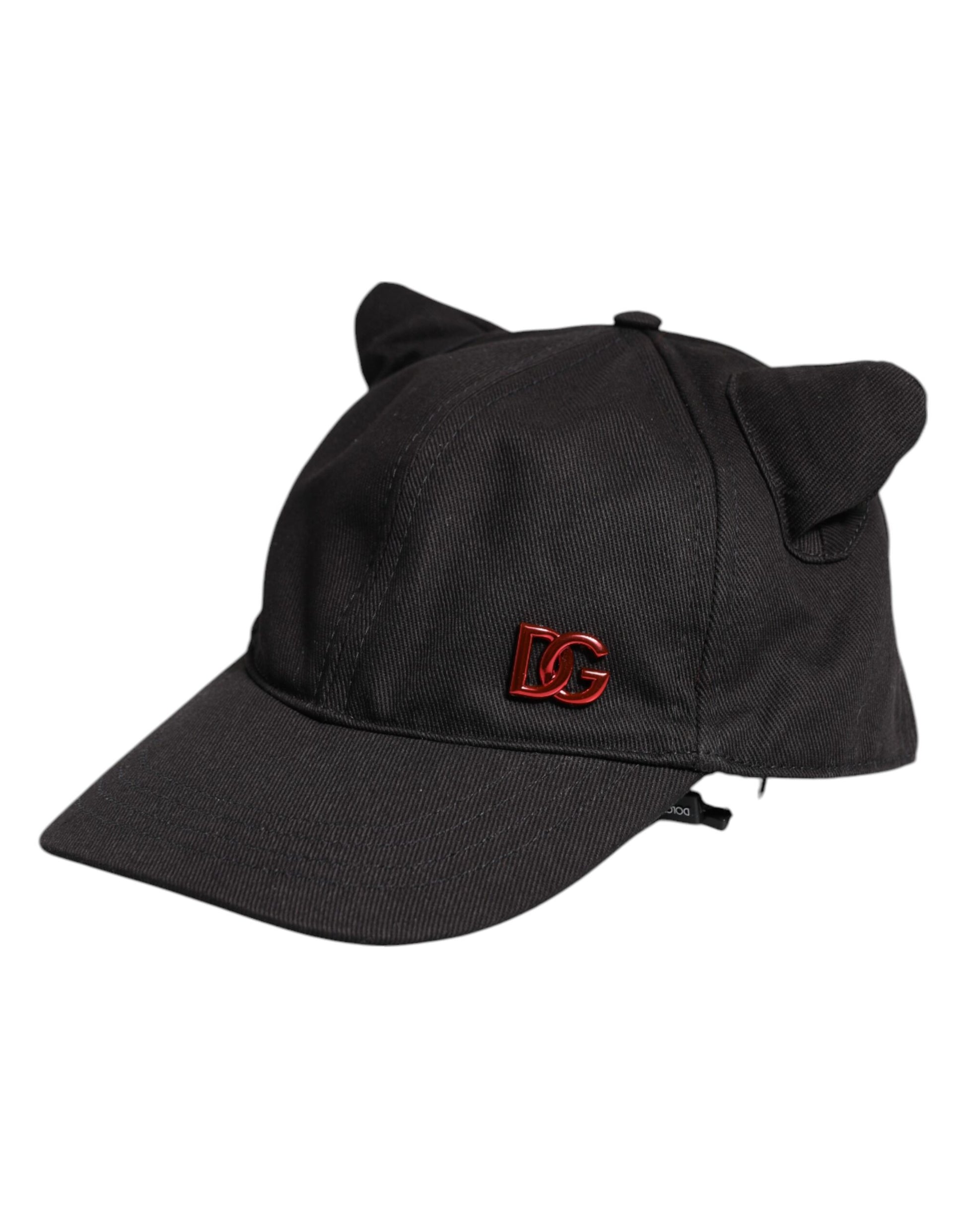 Schwarze Baseballkappe aus Baumwolle mit Logo-Patch und 6 Paneelen