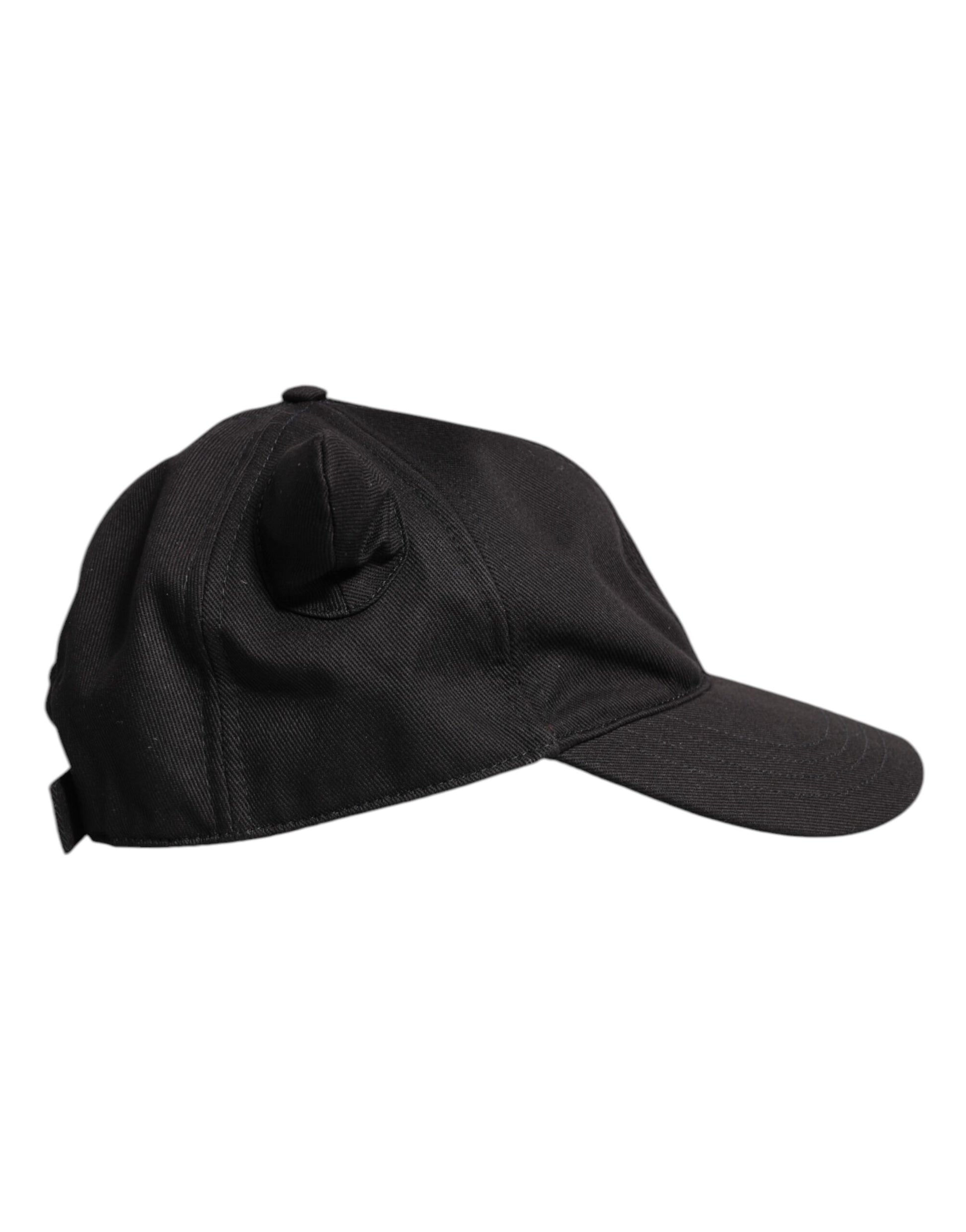 Schwarze Baseballkappe aus Baumwolle mit Logo-Patch und 6 Paneelen