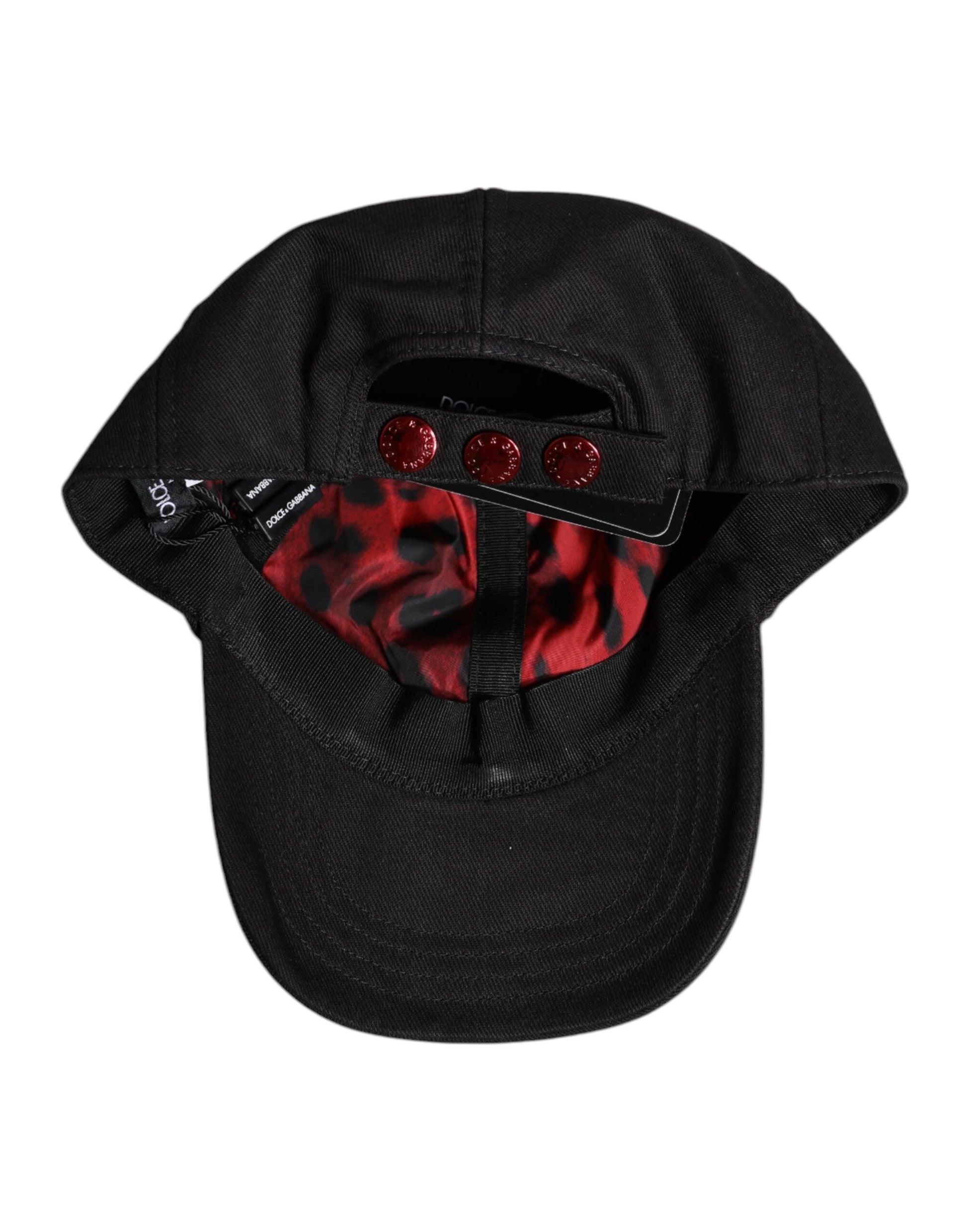 Schwarze Baseballkappe aus Baumwolle mit Logo-Patch und 6 Paneelen