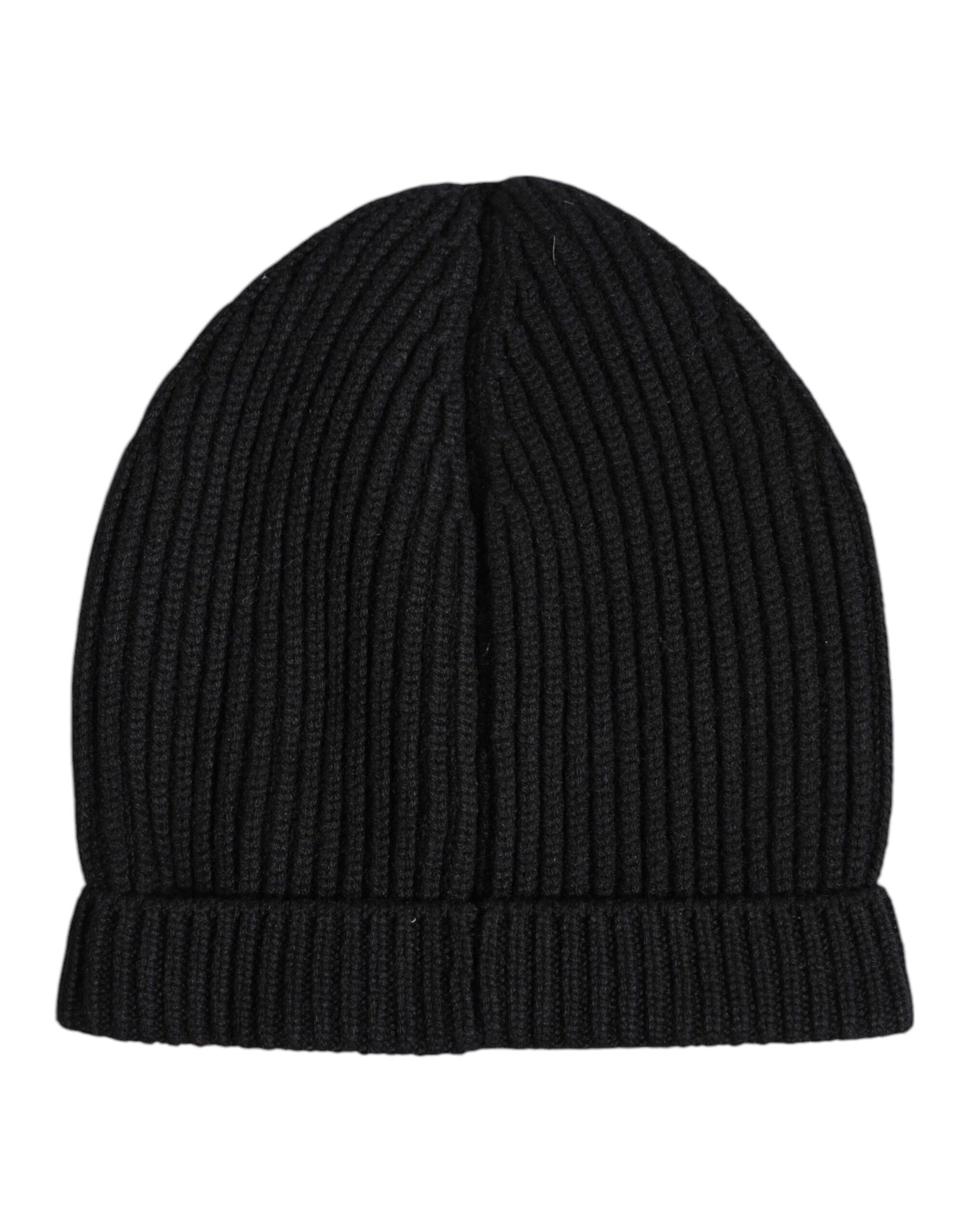 Schwarze Kaschmir-Strickmütze für den Winter
