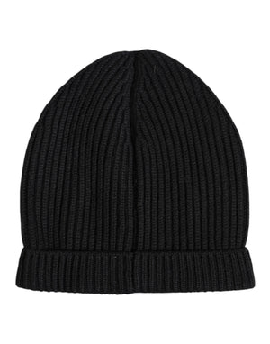 Schwarze Kaschmir-Strickmütze für den Winter
