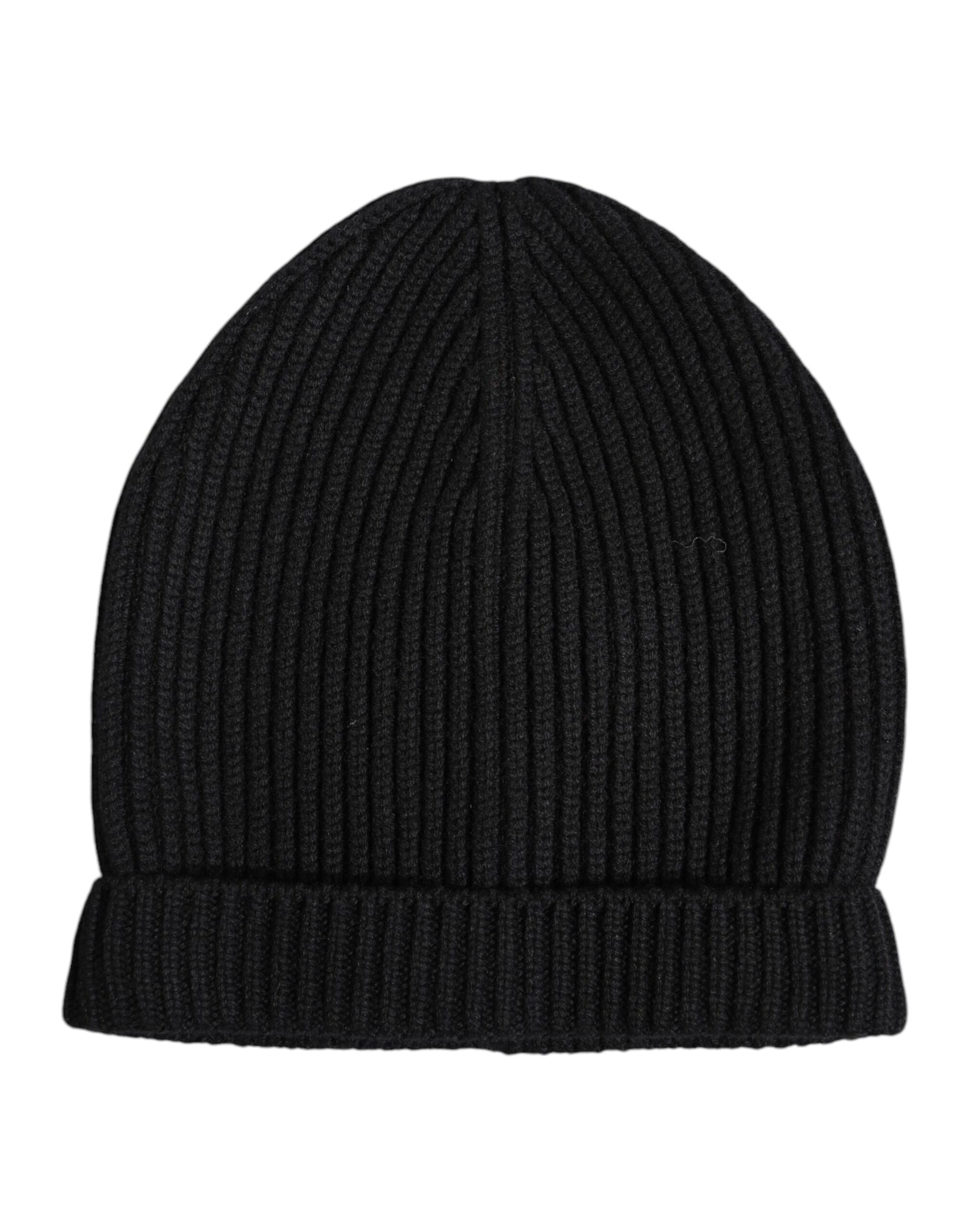 Schwarze Kaschmir-Strickmütze für den Winter
