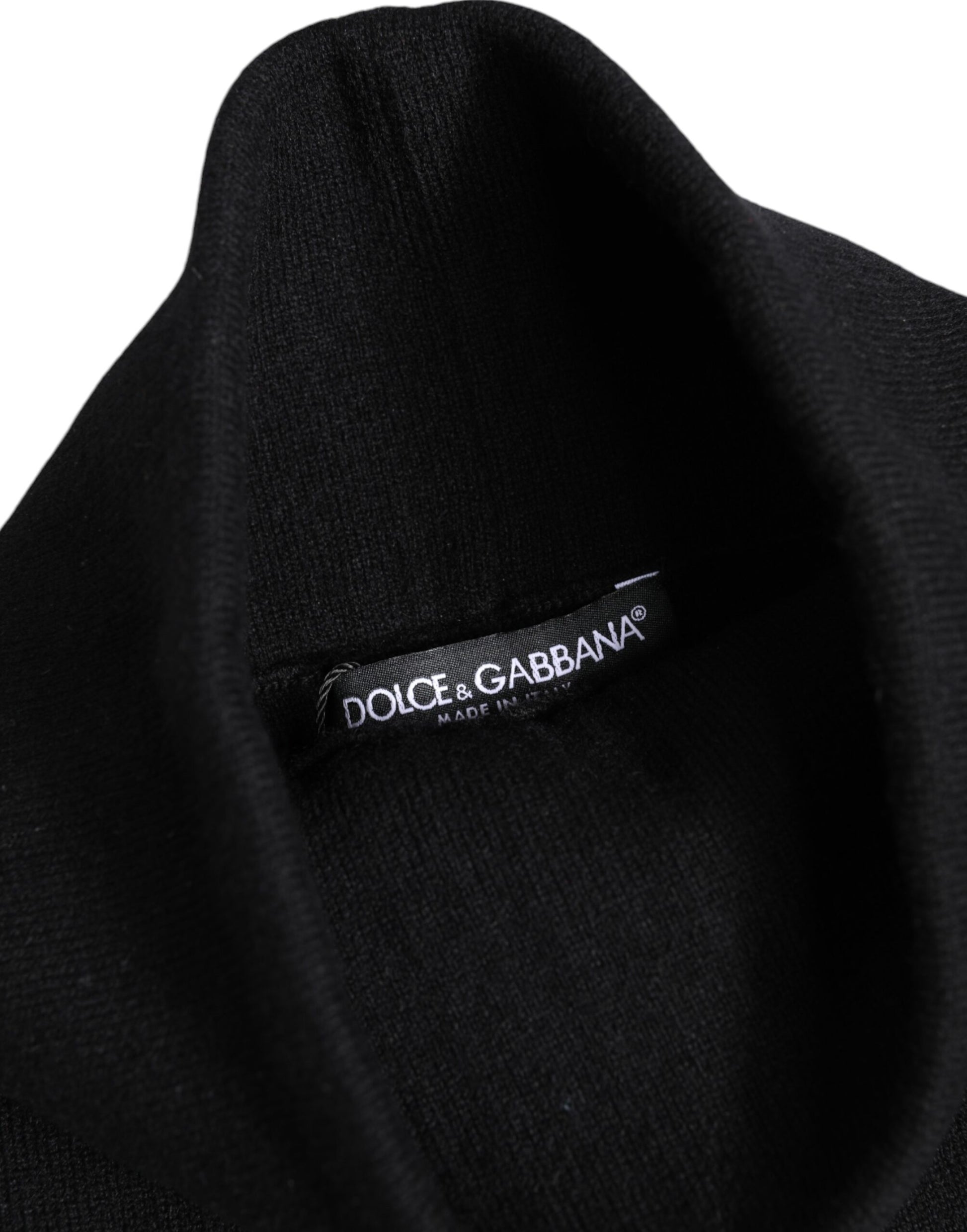 Dolce & Gabbana Black Cashmere Knitted Neck Warmer Foulard Scarf