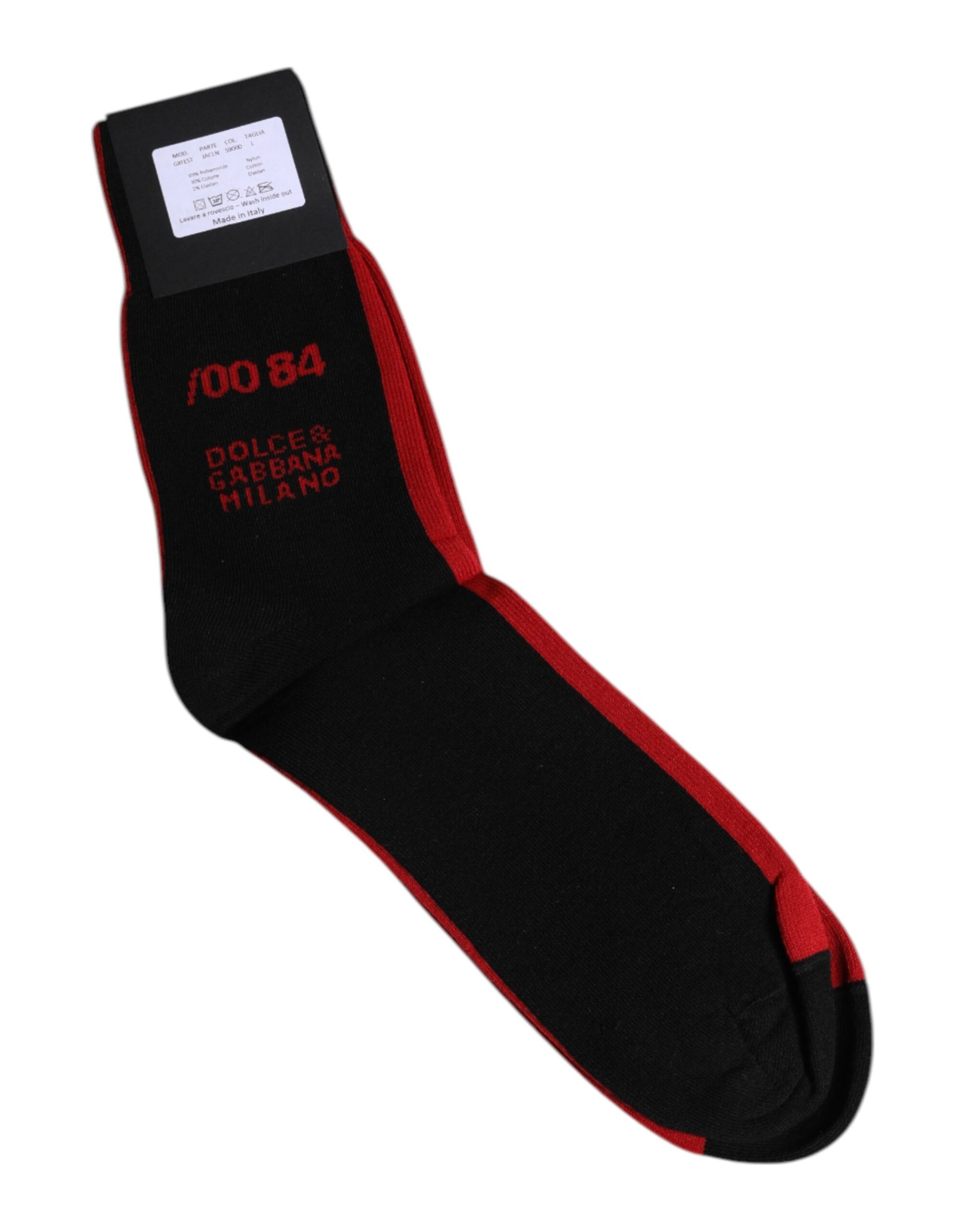 Schwarze Nylonsocken mit DG-Logo, wadenlang