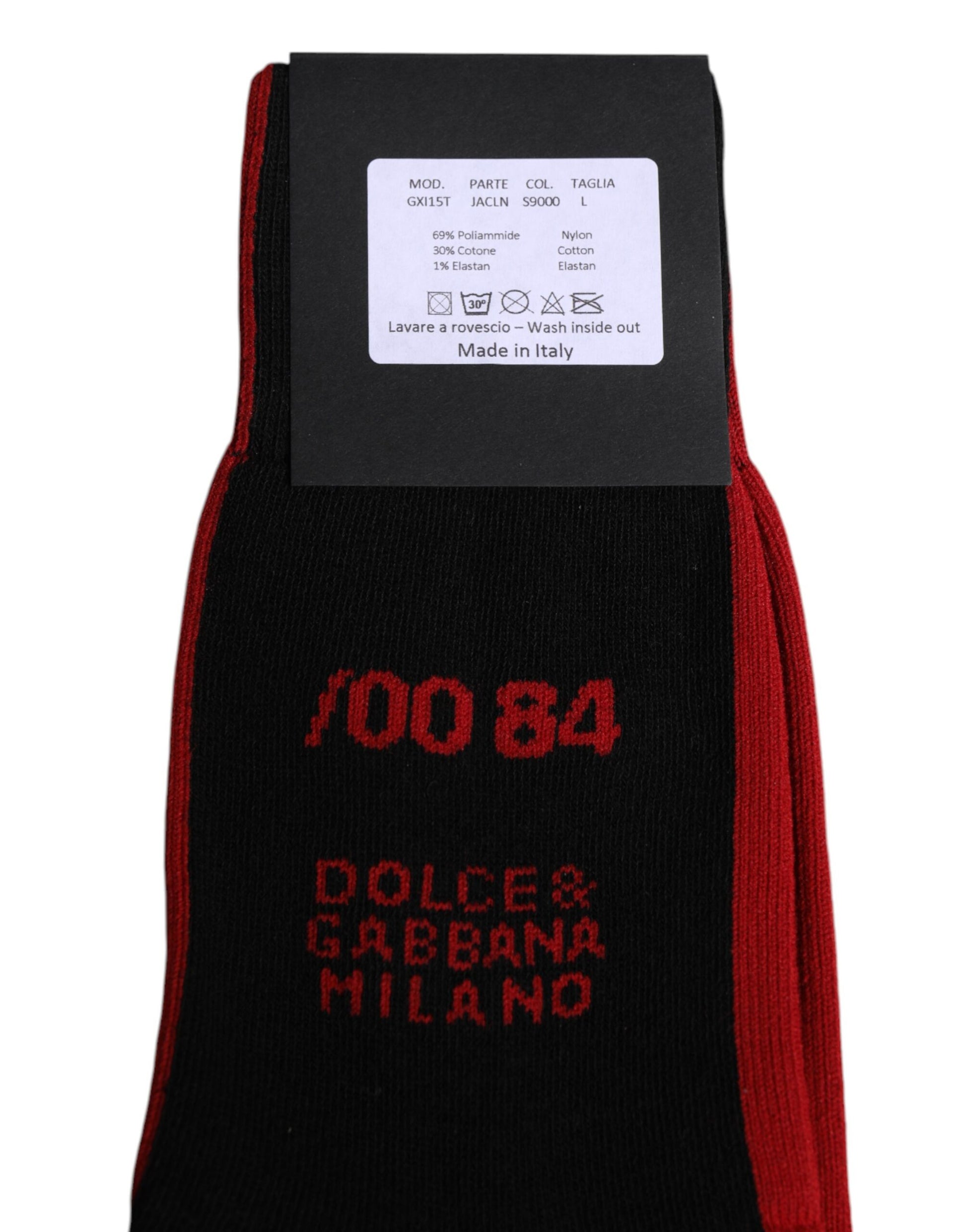 Schwarze Nylonsocken mit DG-Logo, wadenlang
