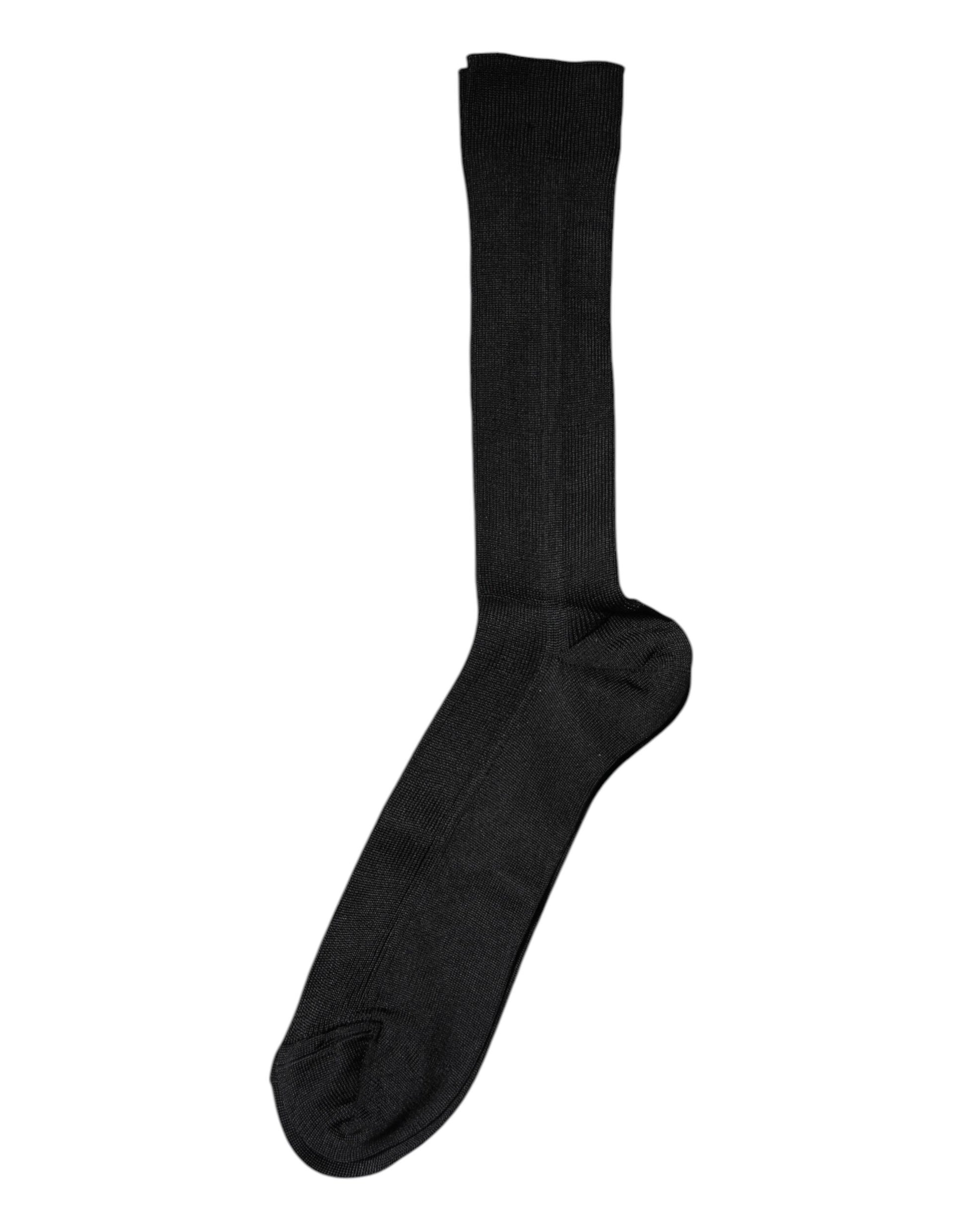 Schwarze Herrensocken aus Baumwolle mit DG-Logo, wadenlang