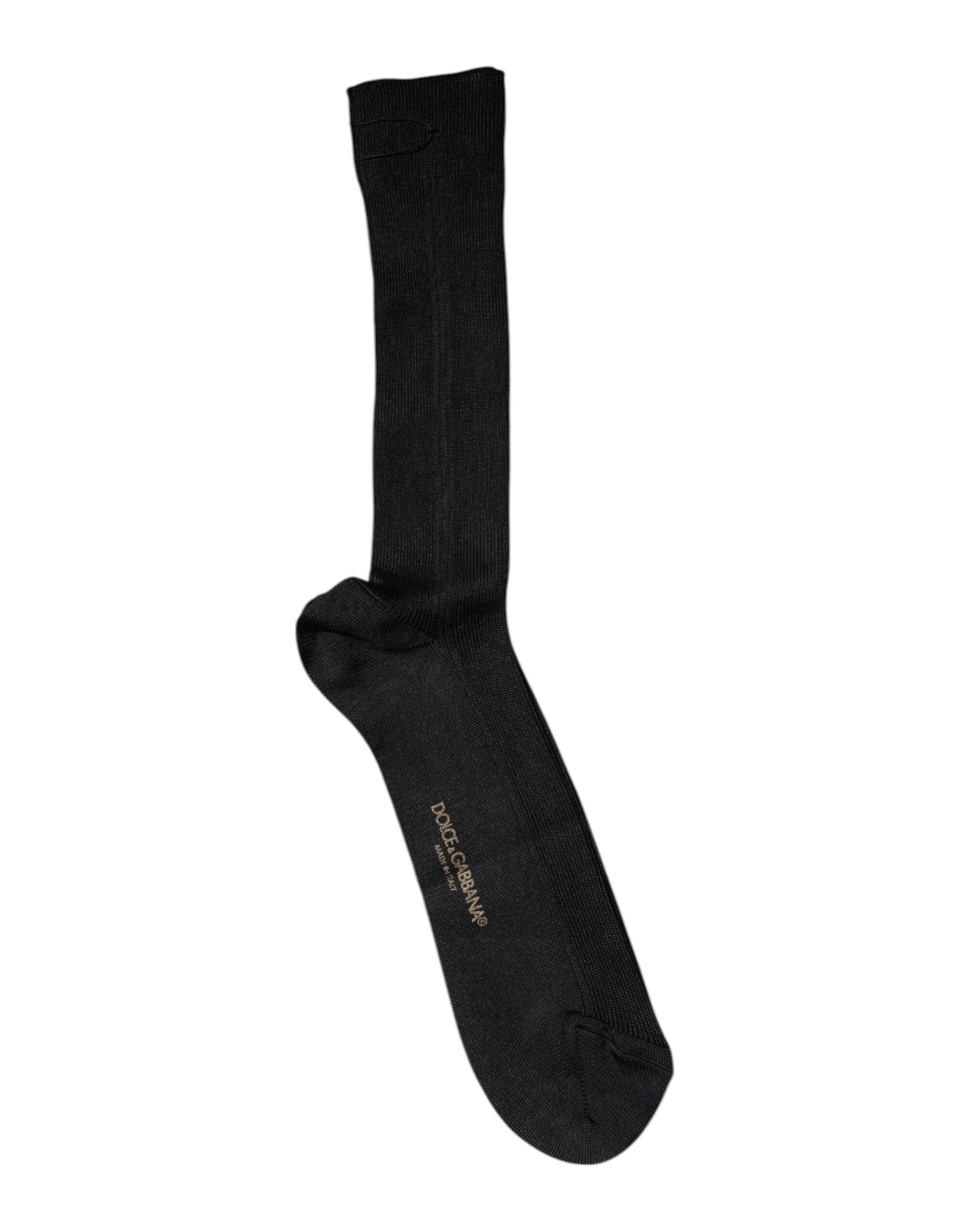 Schwarze Herrensocken aus Baumwolle mit DG-Logo, wadenlang