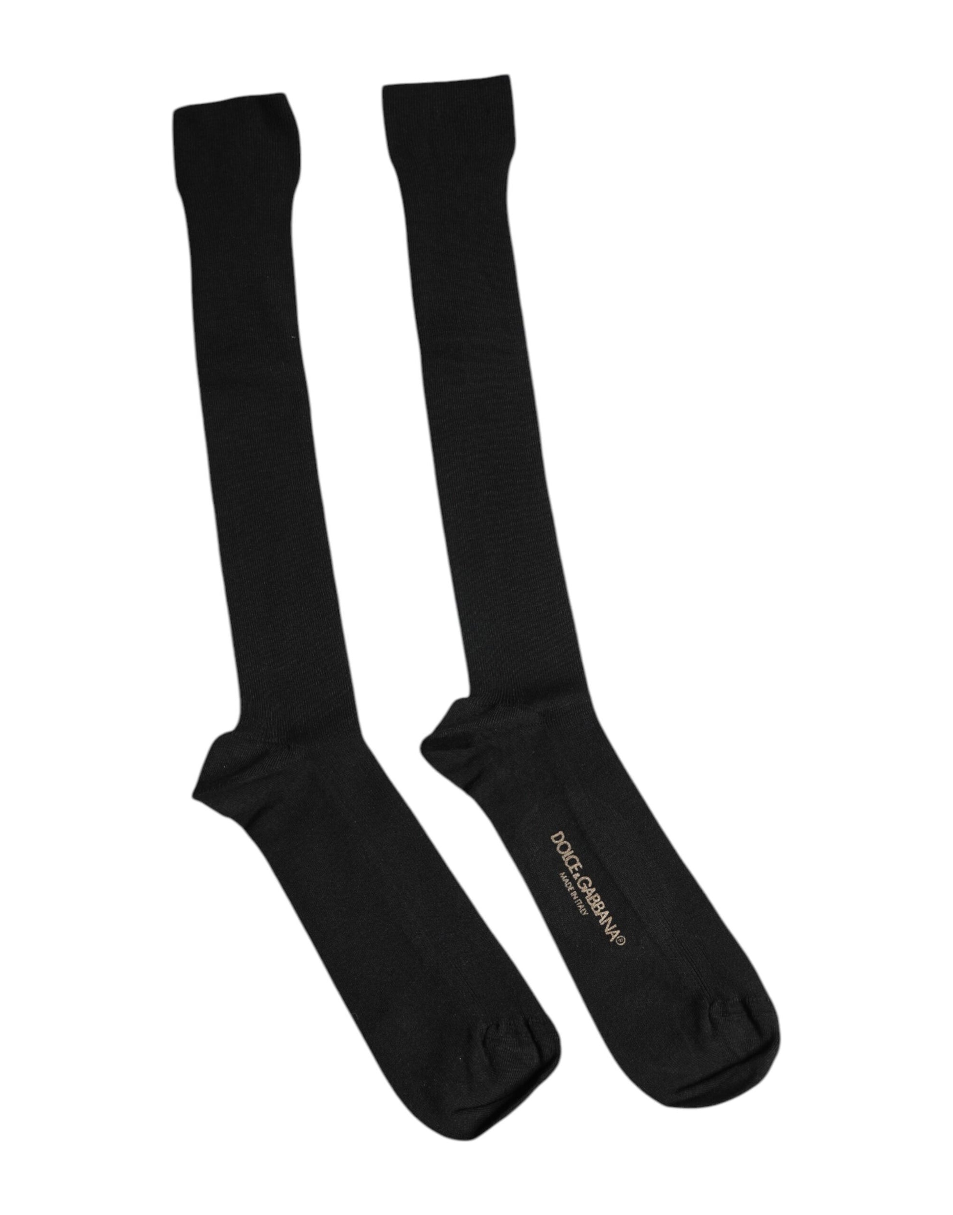 Schwarze Viskose-Wadensocken mit Logo