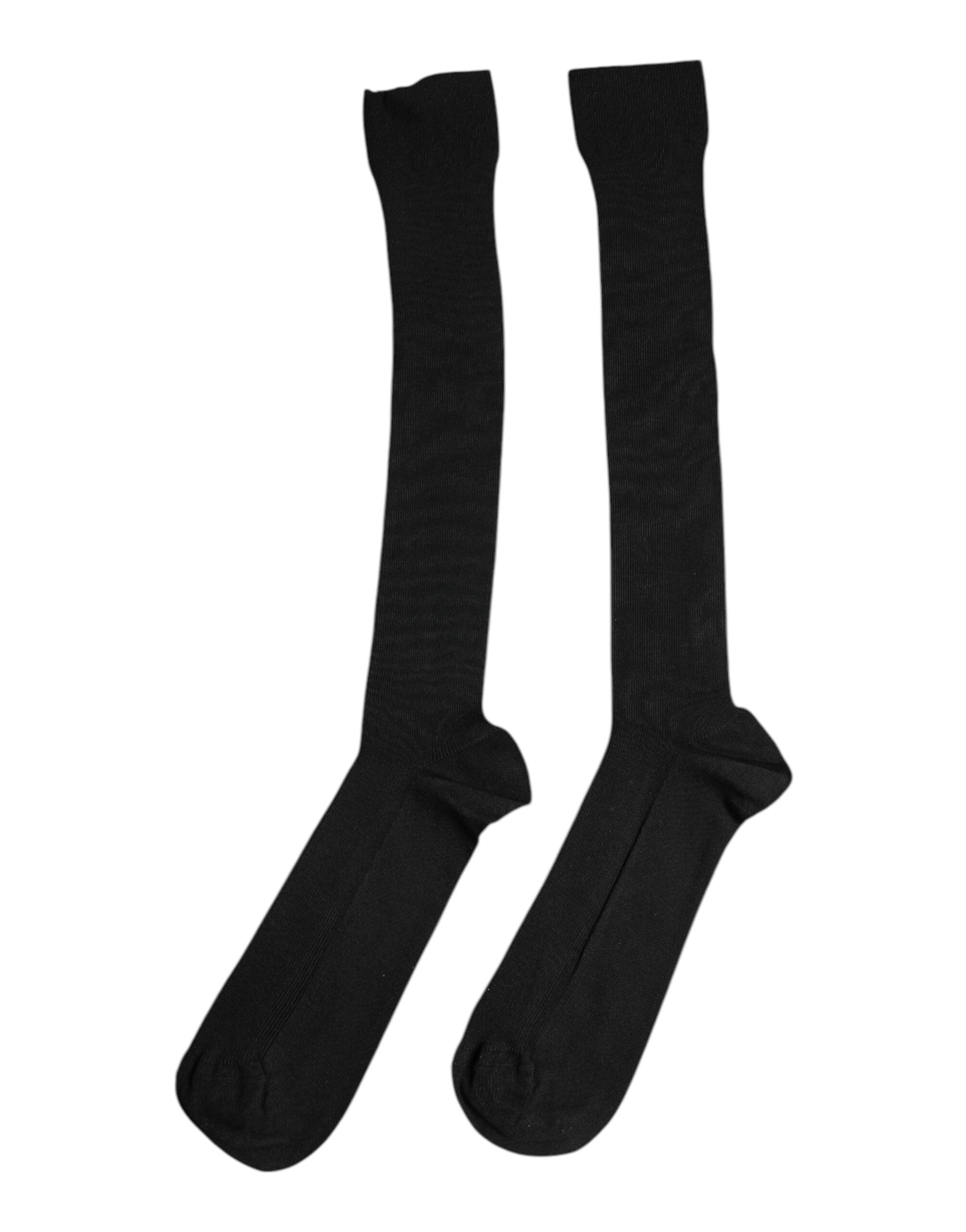 Schwarze Viskose-Wadensocken mit Logo