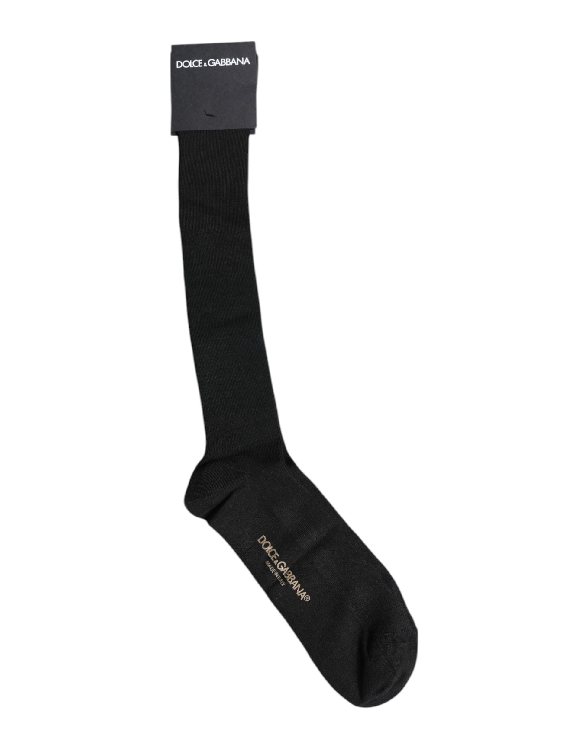 Schwarze Viskose-Wadensocken mit Logo