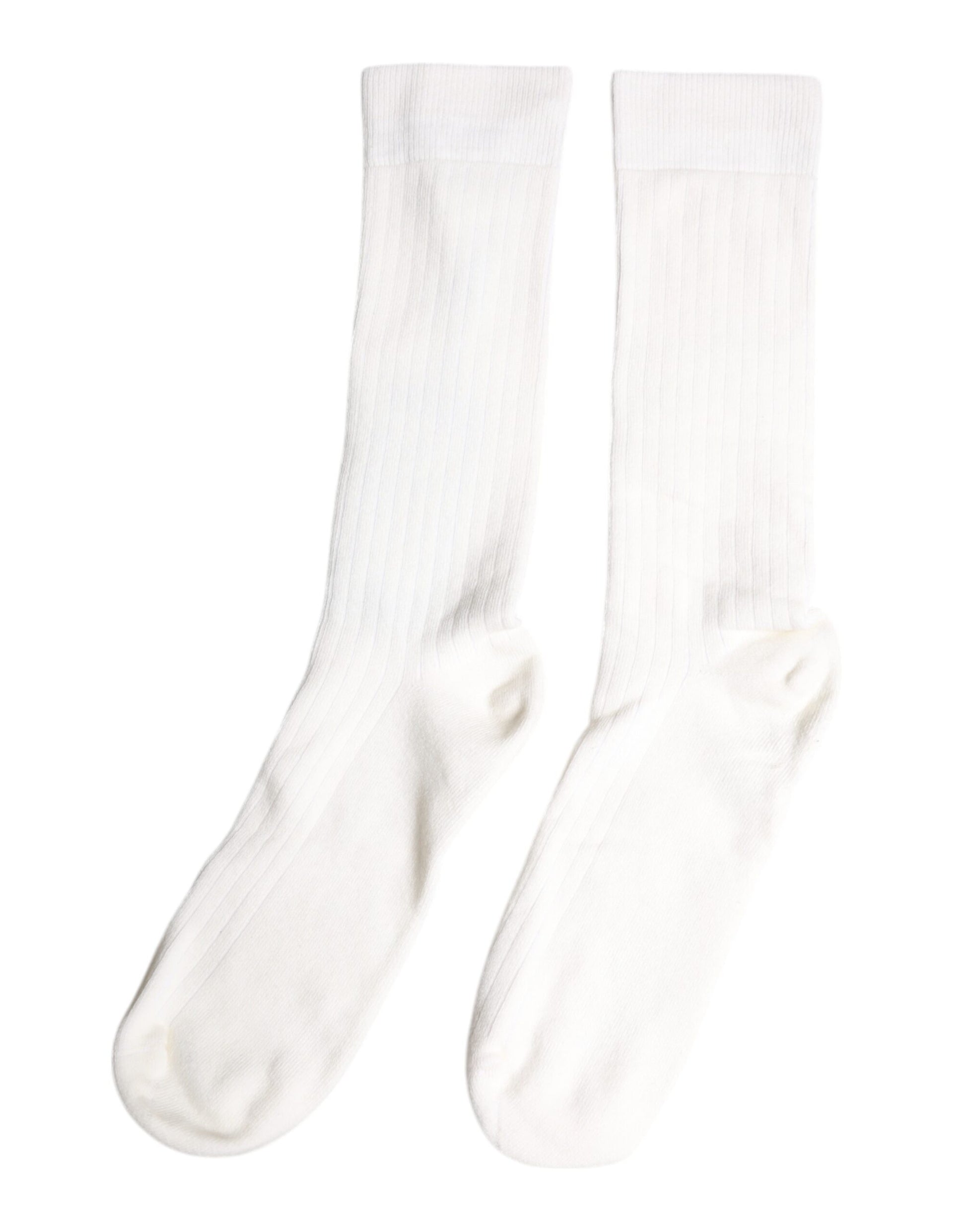 Weiße, einfarbige Herrensocken aus Baumwolle mit mittlerer Wade
