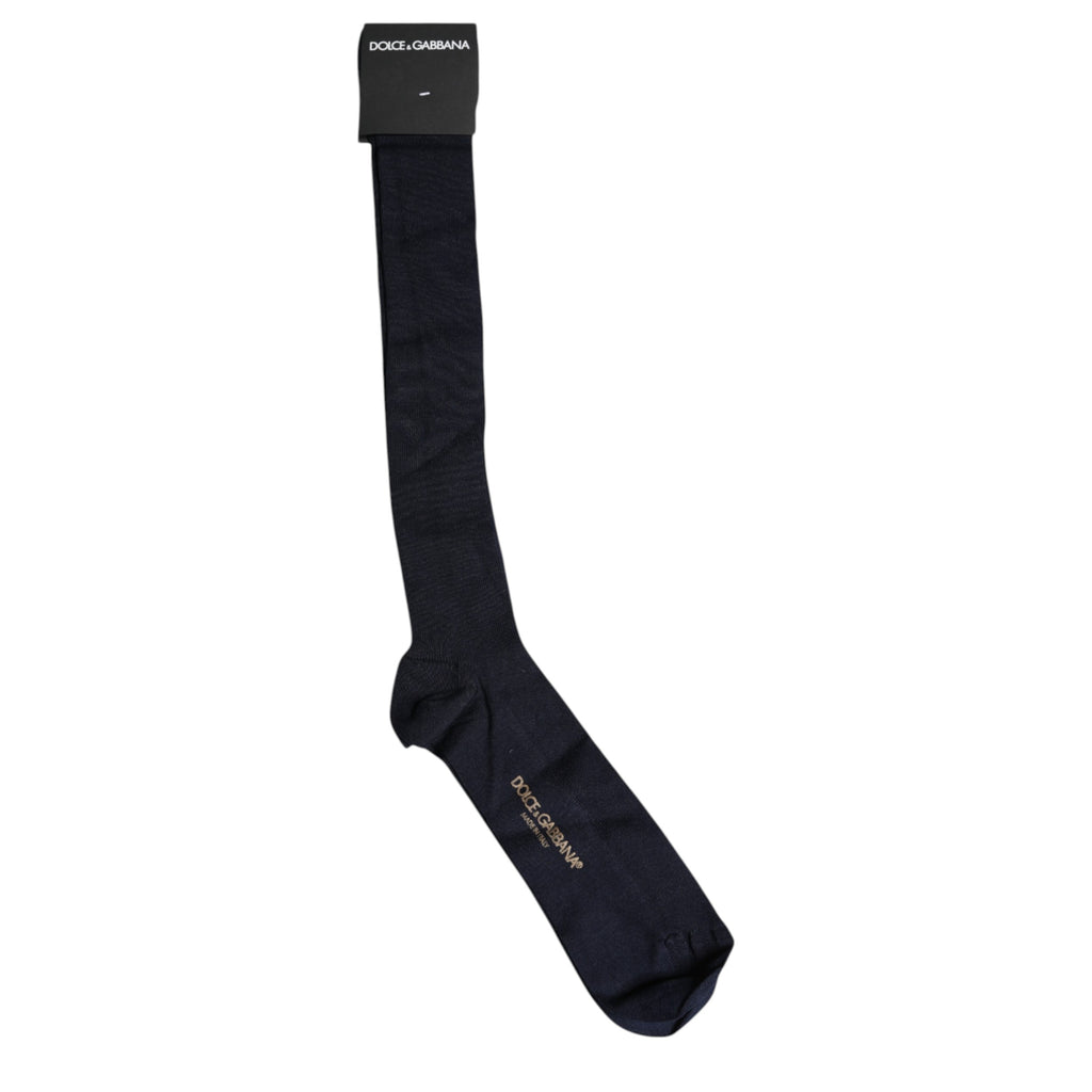 Black Viscose Logo Over The Calf Socks