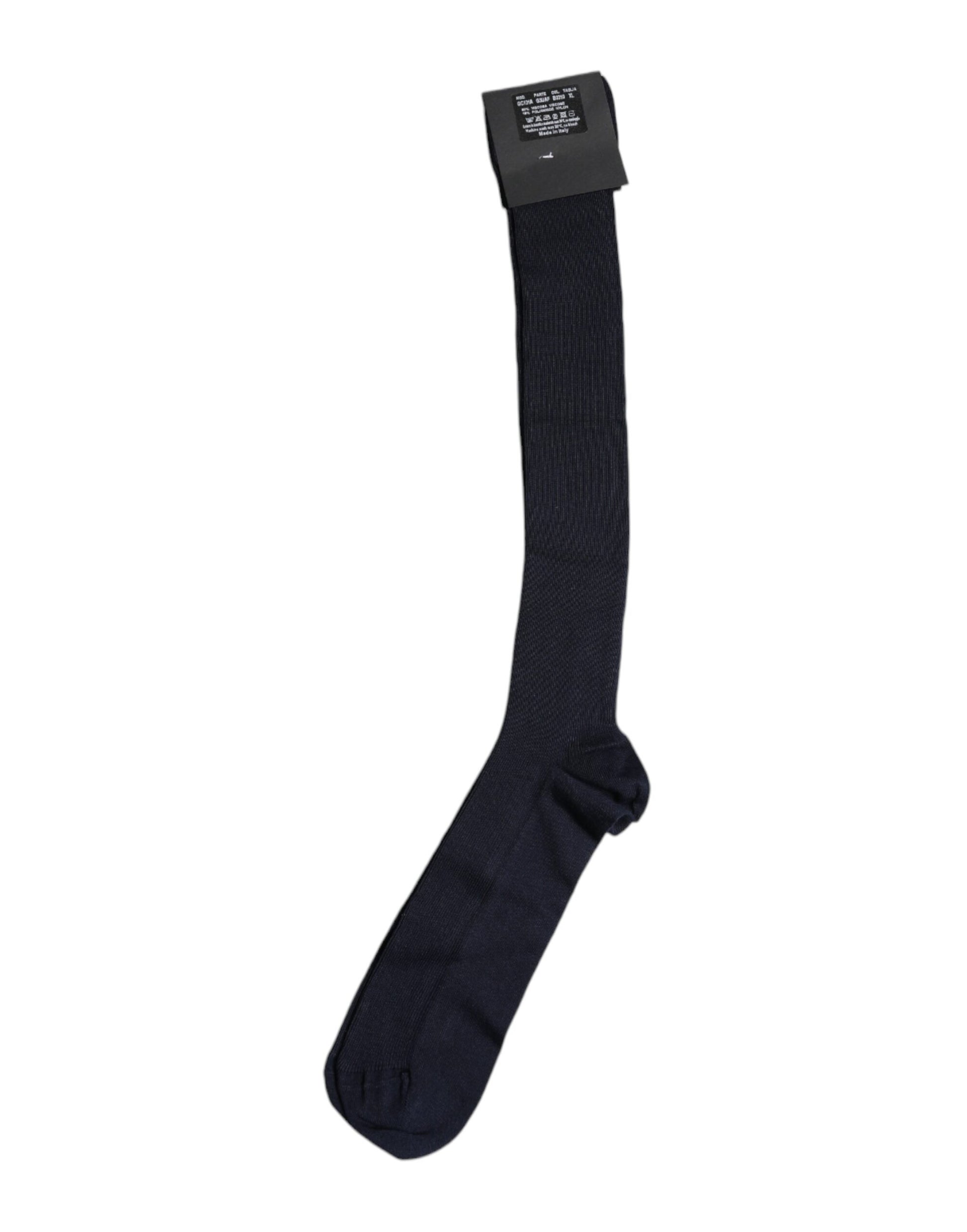 Schwarze Viskose-Wadensocken mit Logo