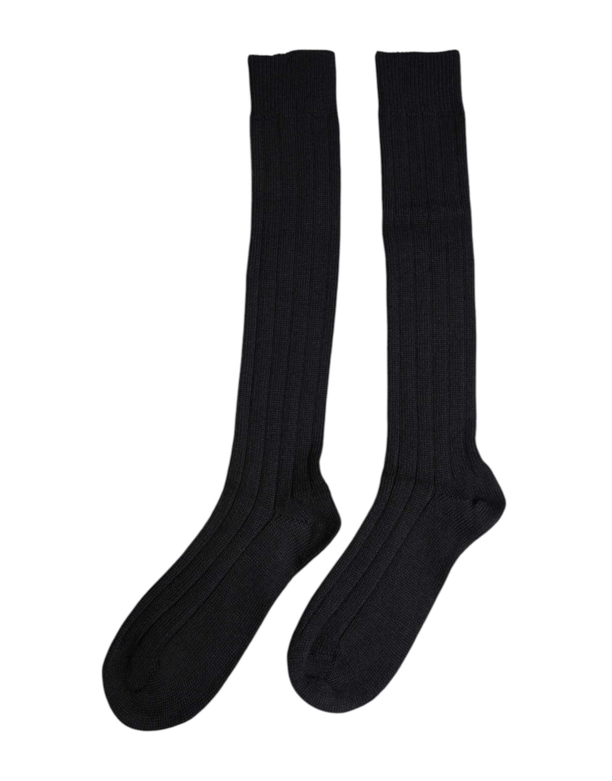 Schwarze Overknee-Socken mit DG-Logo-Print