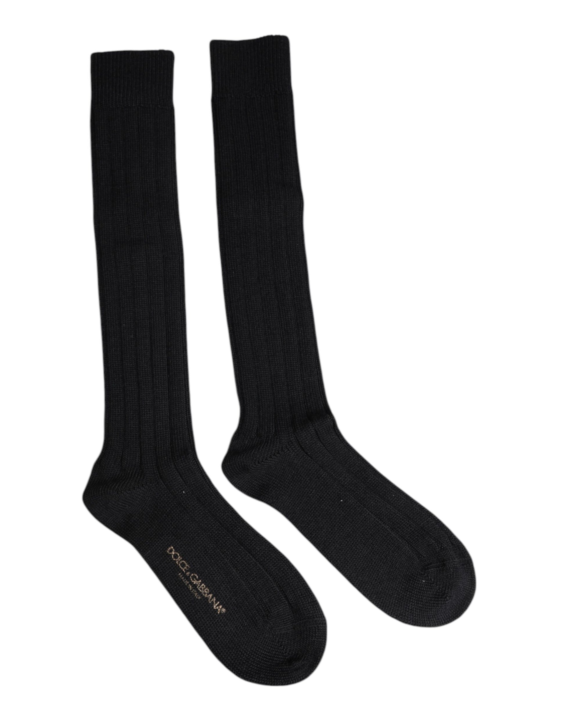 Schwarze Overknee-Socken mit DG-Logo-Print
