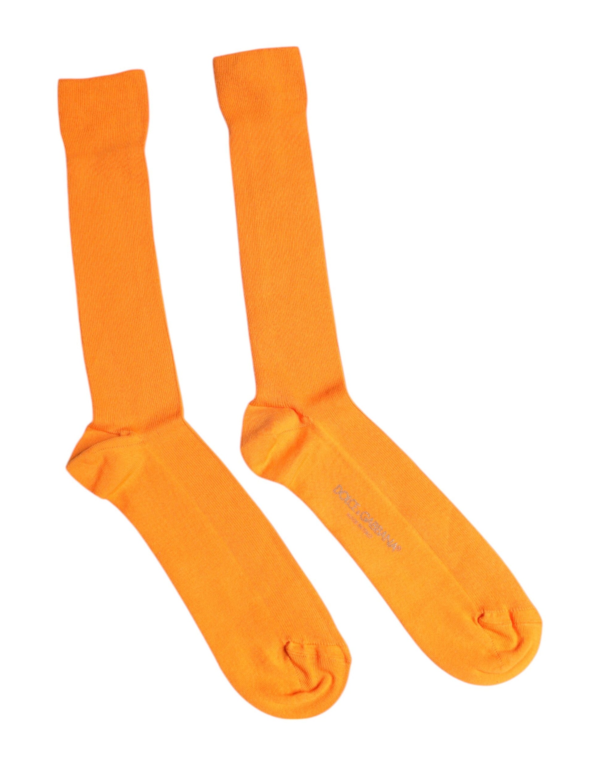 Orangefarbene Wadensocken aus Baumwolle mit Logo