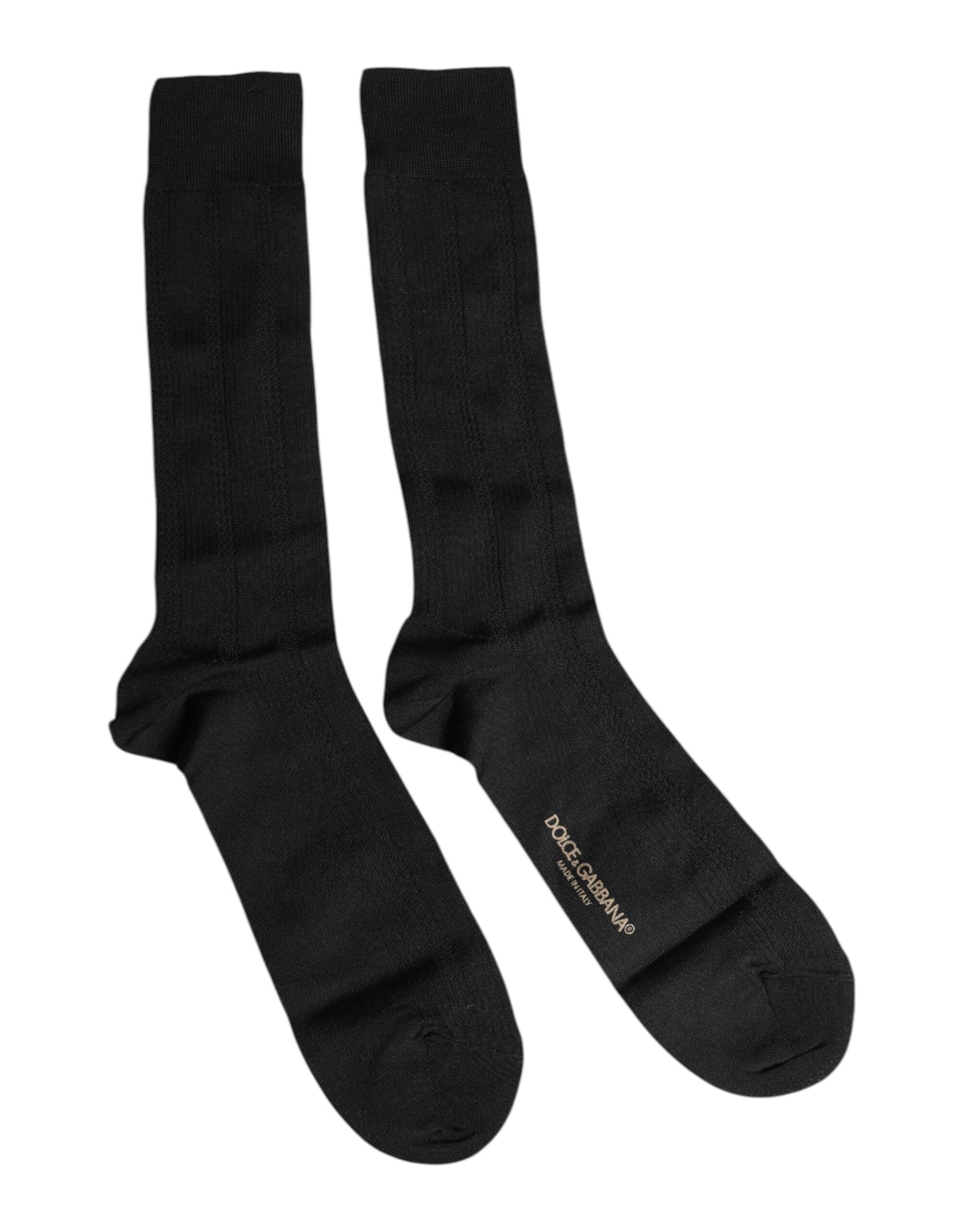 Schwarze Stretch-Socken mit Logo für Herren bis zur Wade