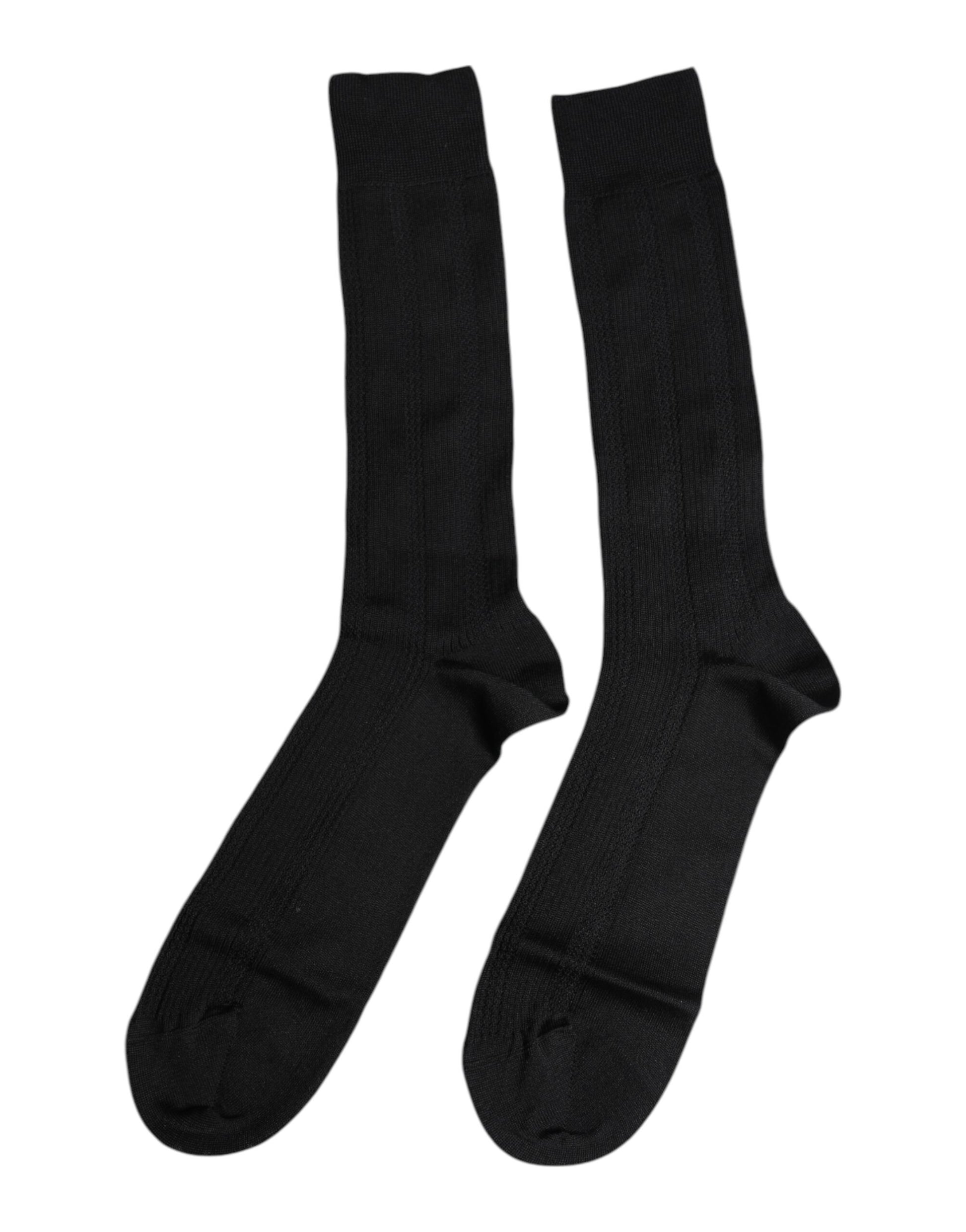 Schwarze Stretch-Socken mit Logo für Herren bis zur Wade