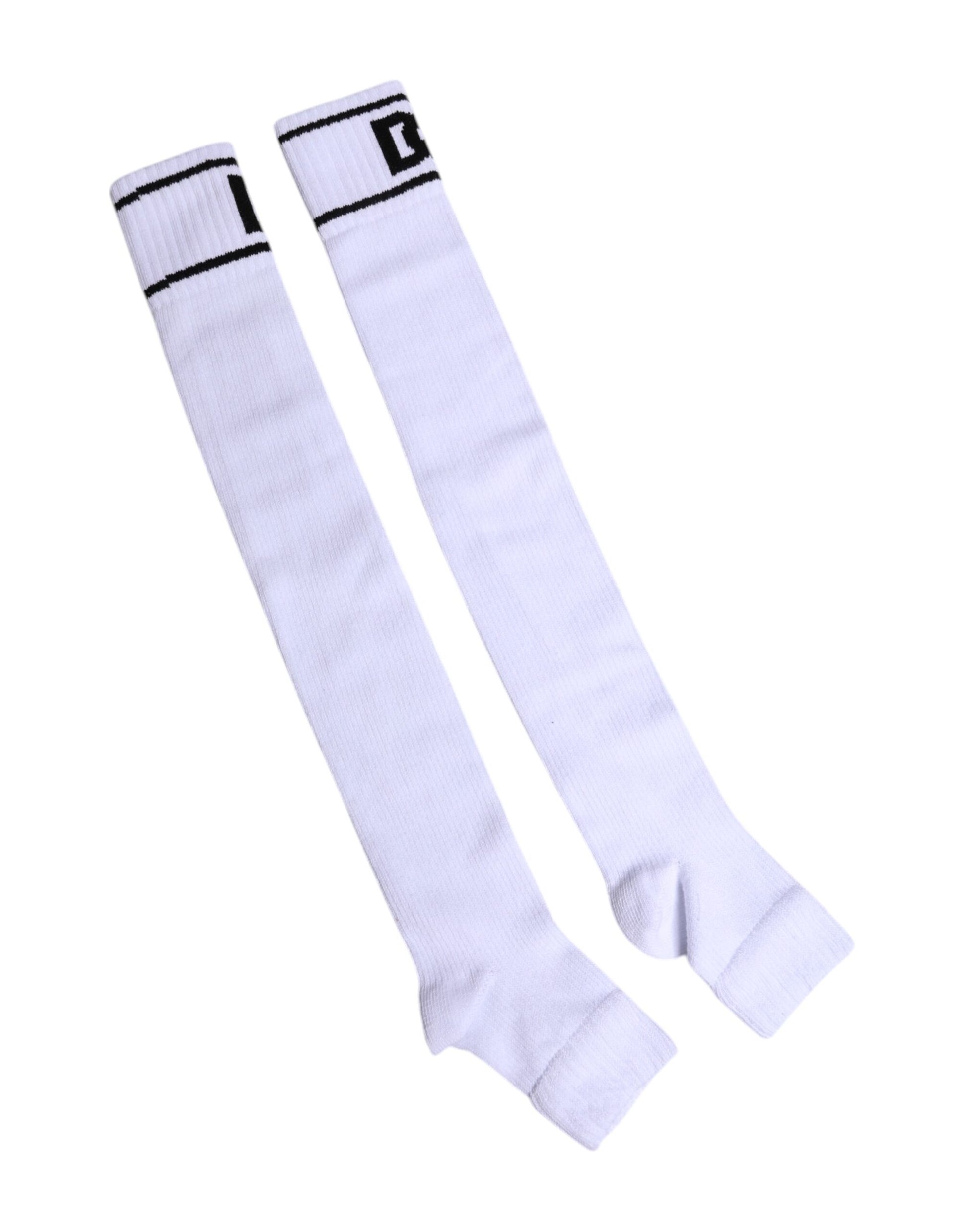 Weiße Socken aus Baumwolle mit offenem Zehenbereich und DG-Logo-Print
