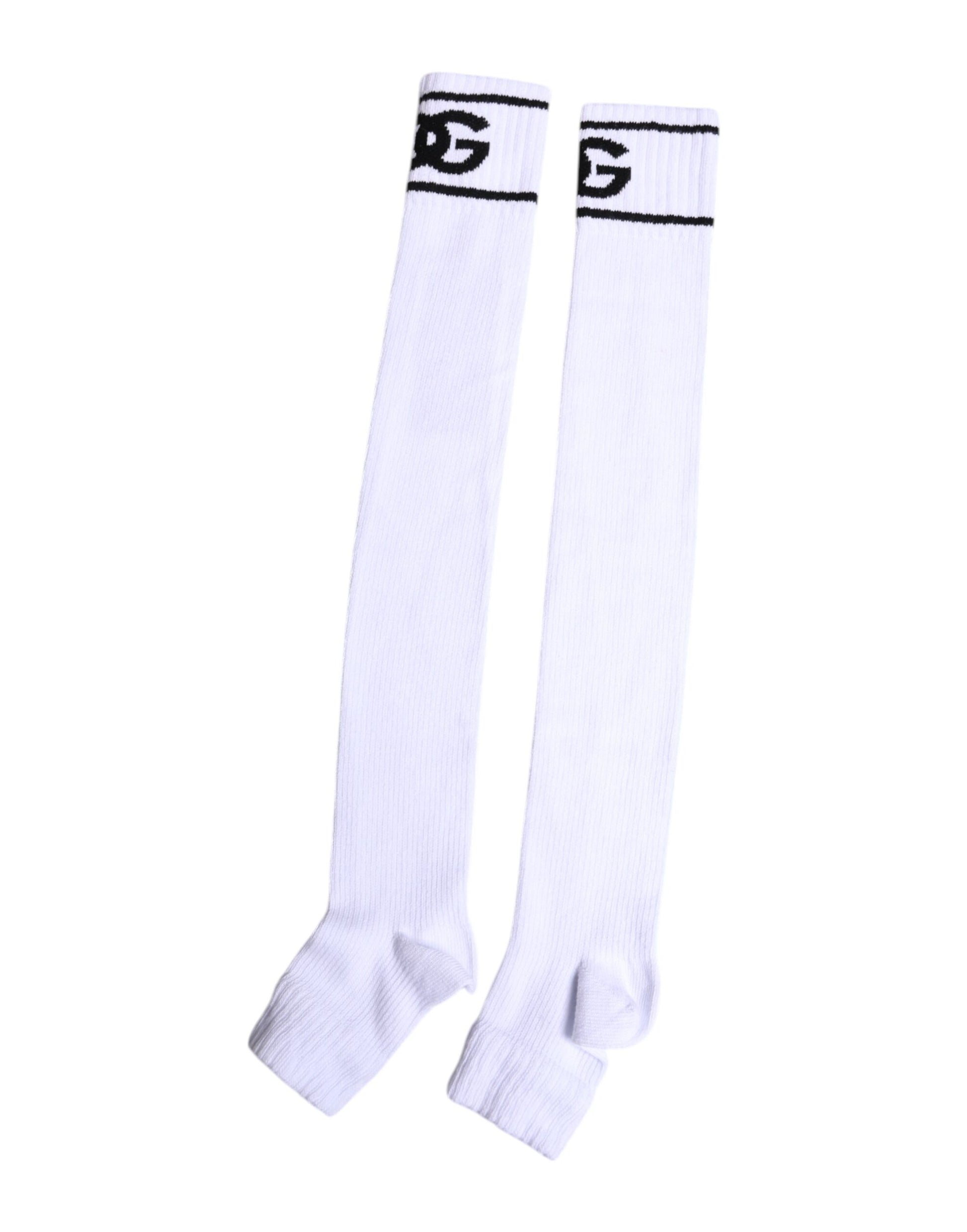 Weiße Socken aus Baumwolle mit offenem Zehenbereich und DG-Logo-Print