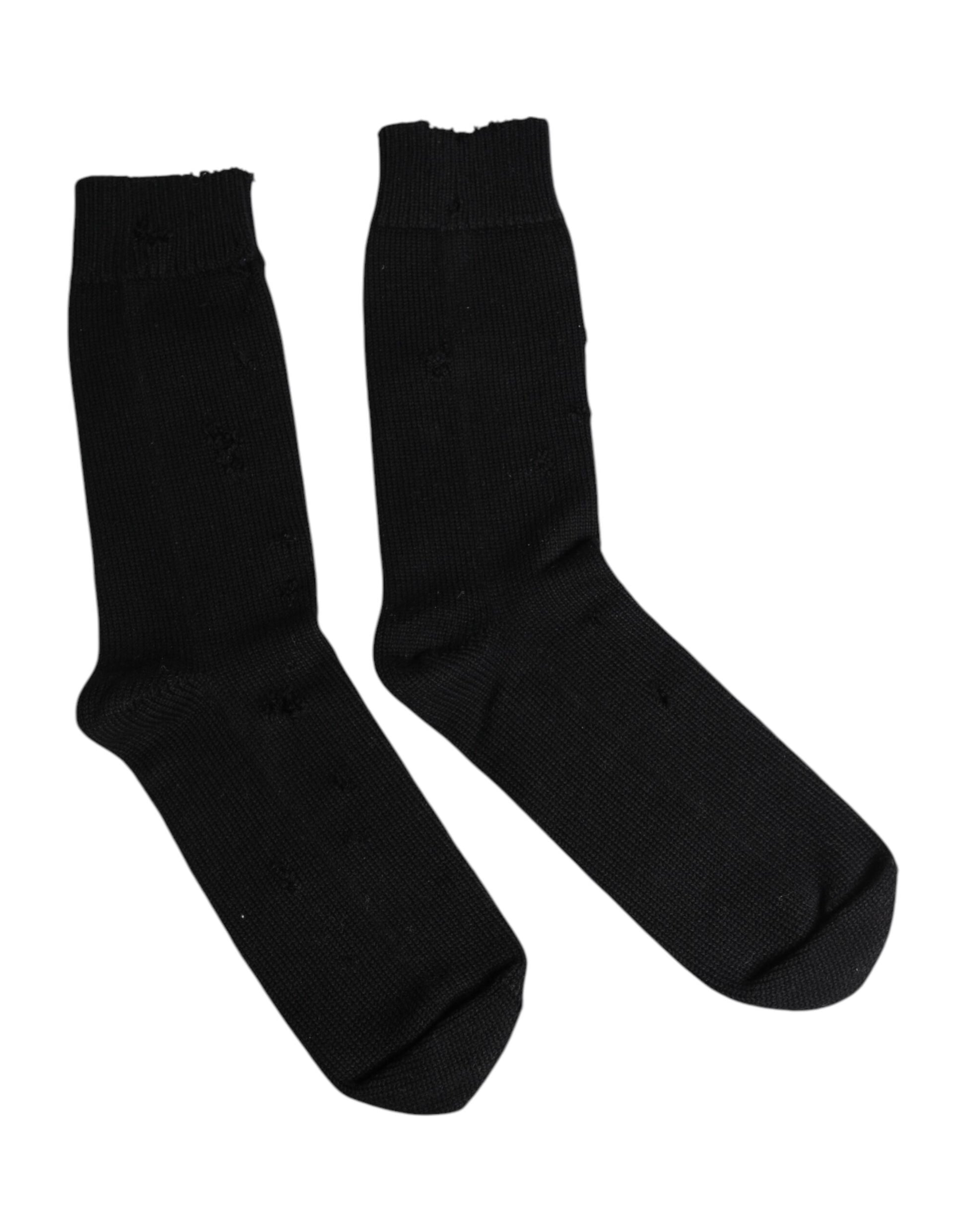 Schwarze, einfarbige Stretch-Socken für Herren bis zur Wade