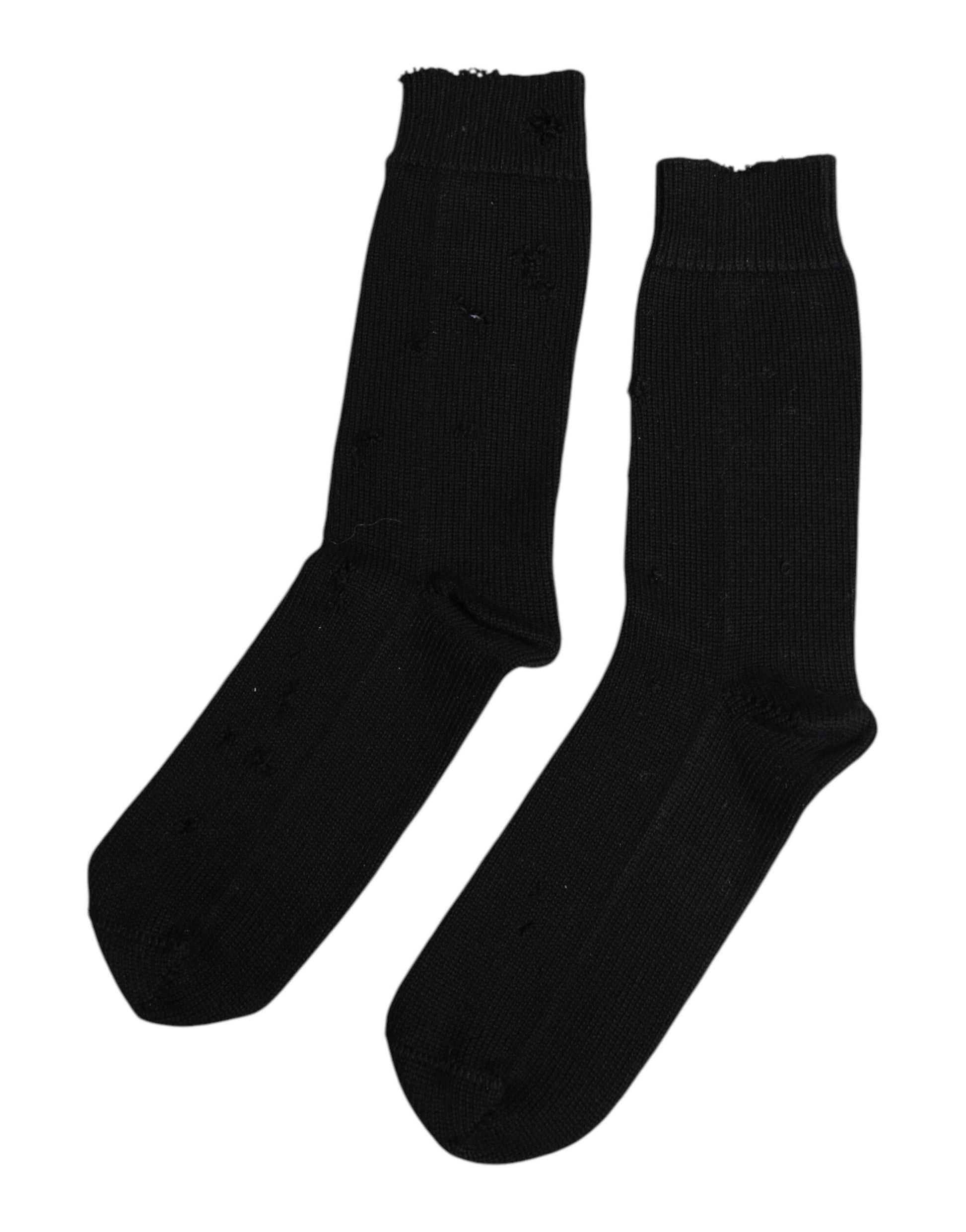 Schwarze, einfarbige Stretch-Socken für Herren bis zur Wade